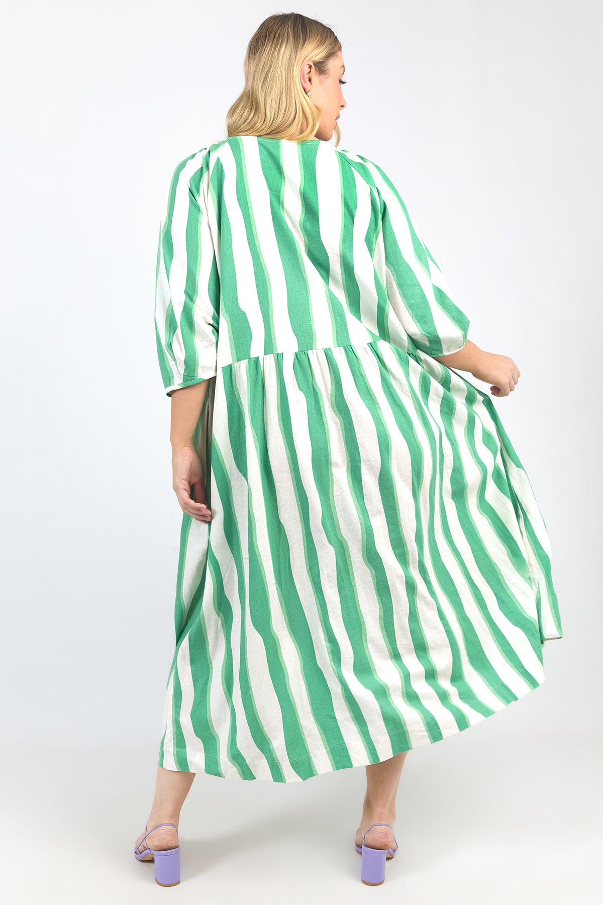 Spritz Dress Greenbriar/White Stripe