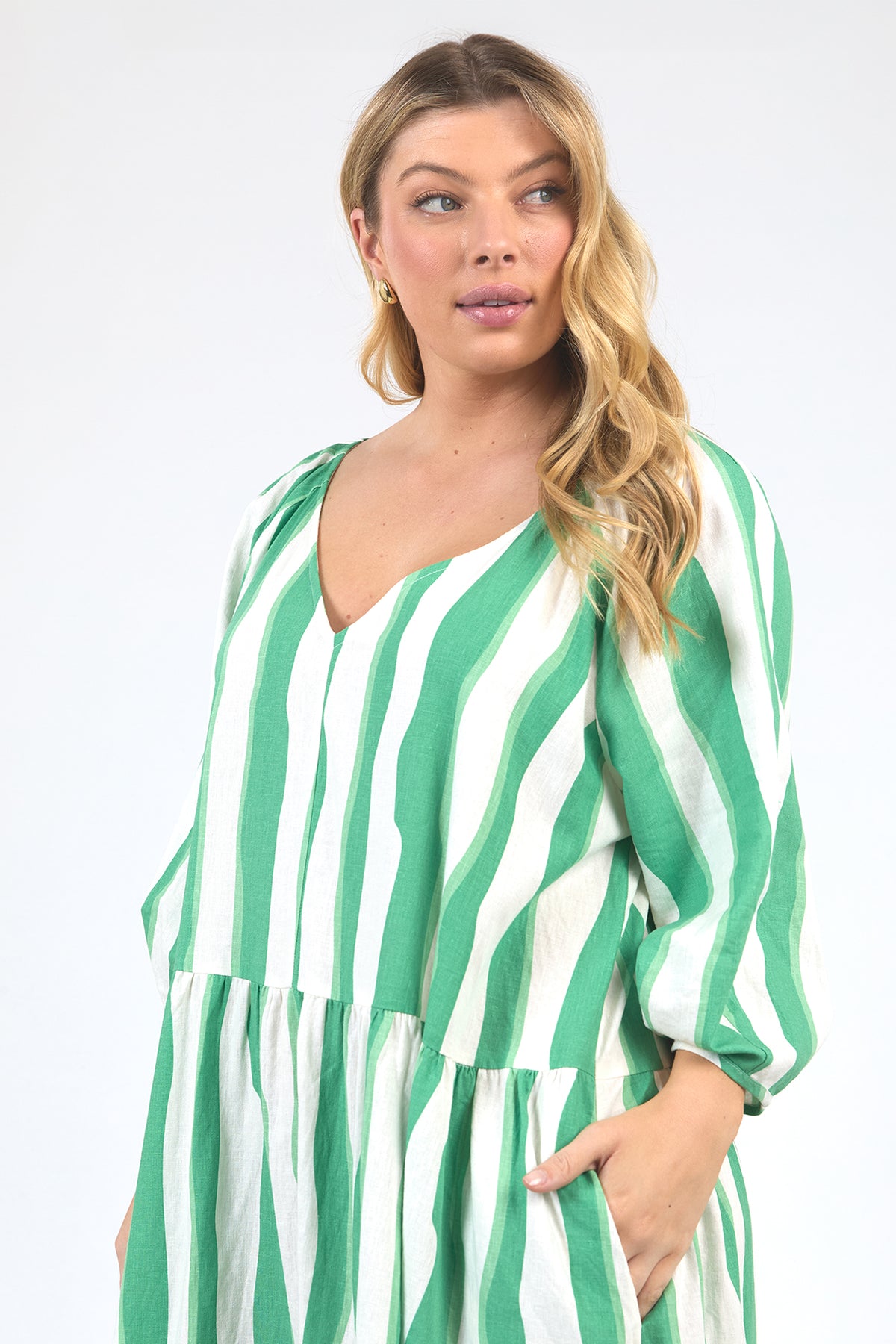 Spritz Dress Greenbriar/White Stripe