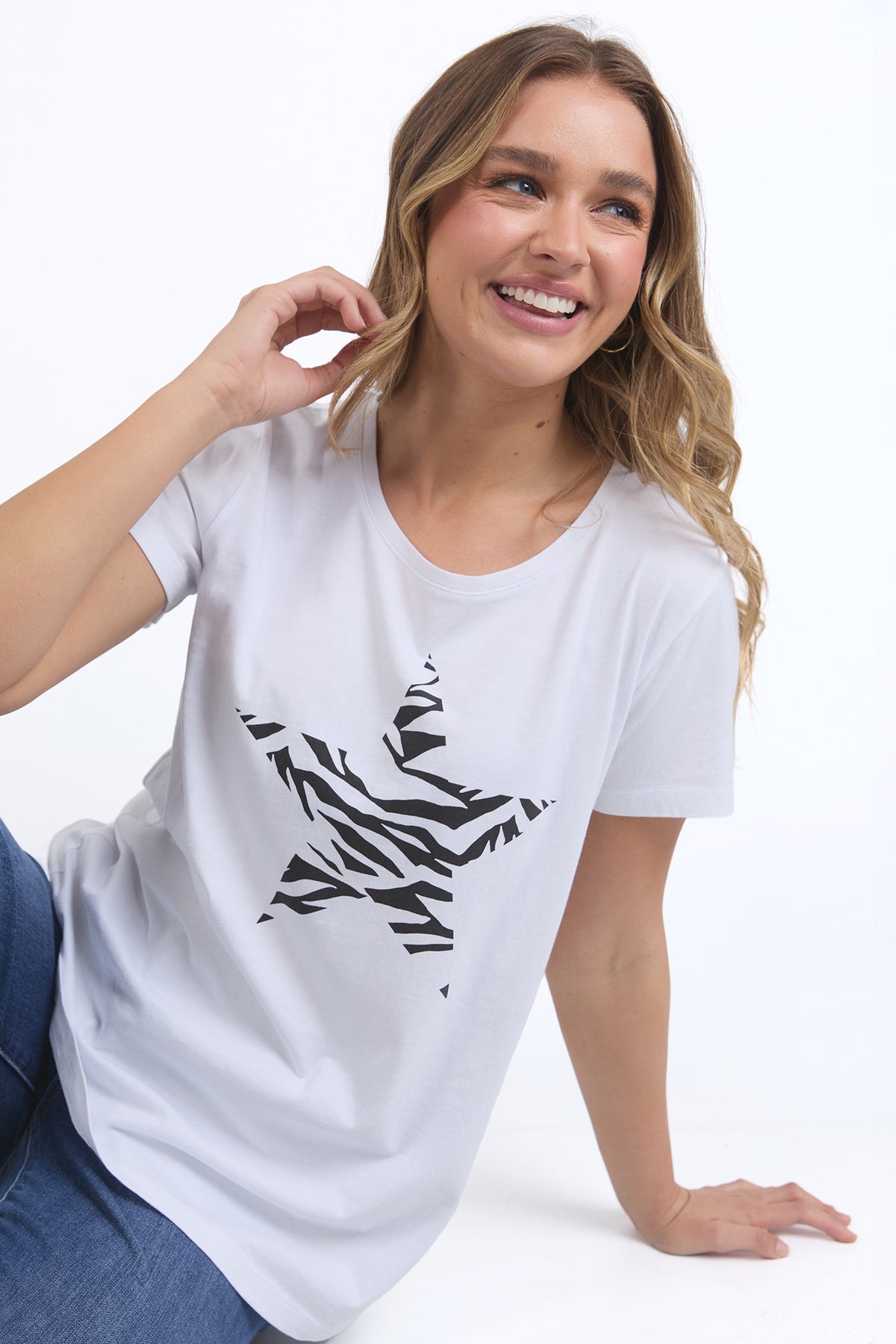 Zebra Star Tee White