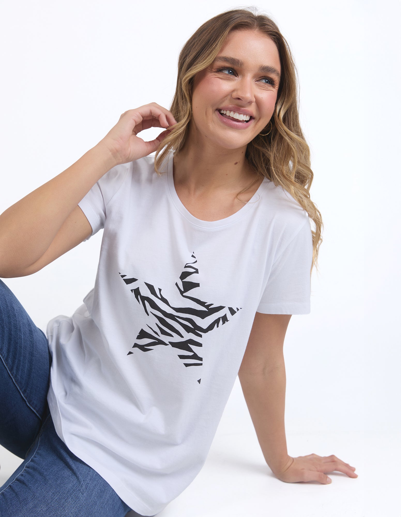 Zebra Star Tee White