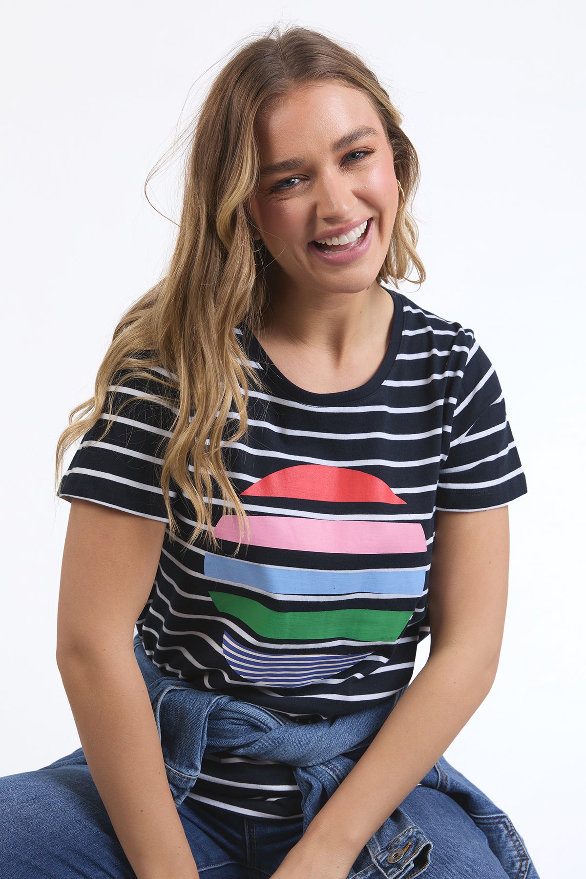 Stripe Horizon Tee Navy/ White Stripe