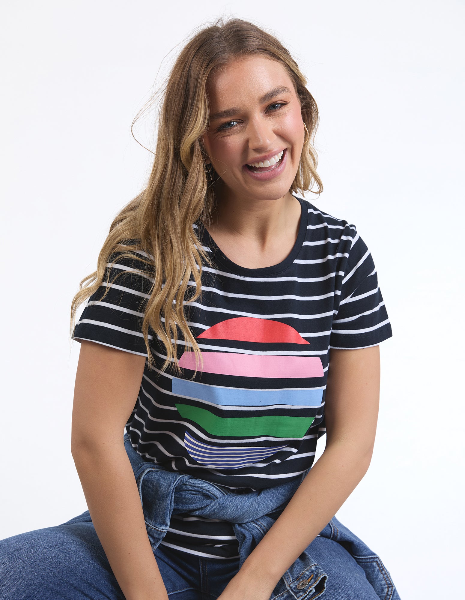 Stripe Horizon Tee Navy/ White Stripe