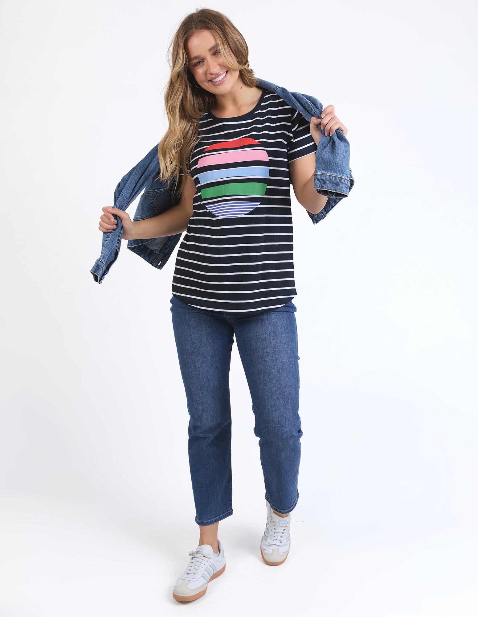 Stripe Horizon Tee Navy/ White Stripe