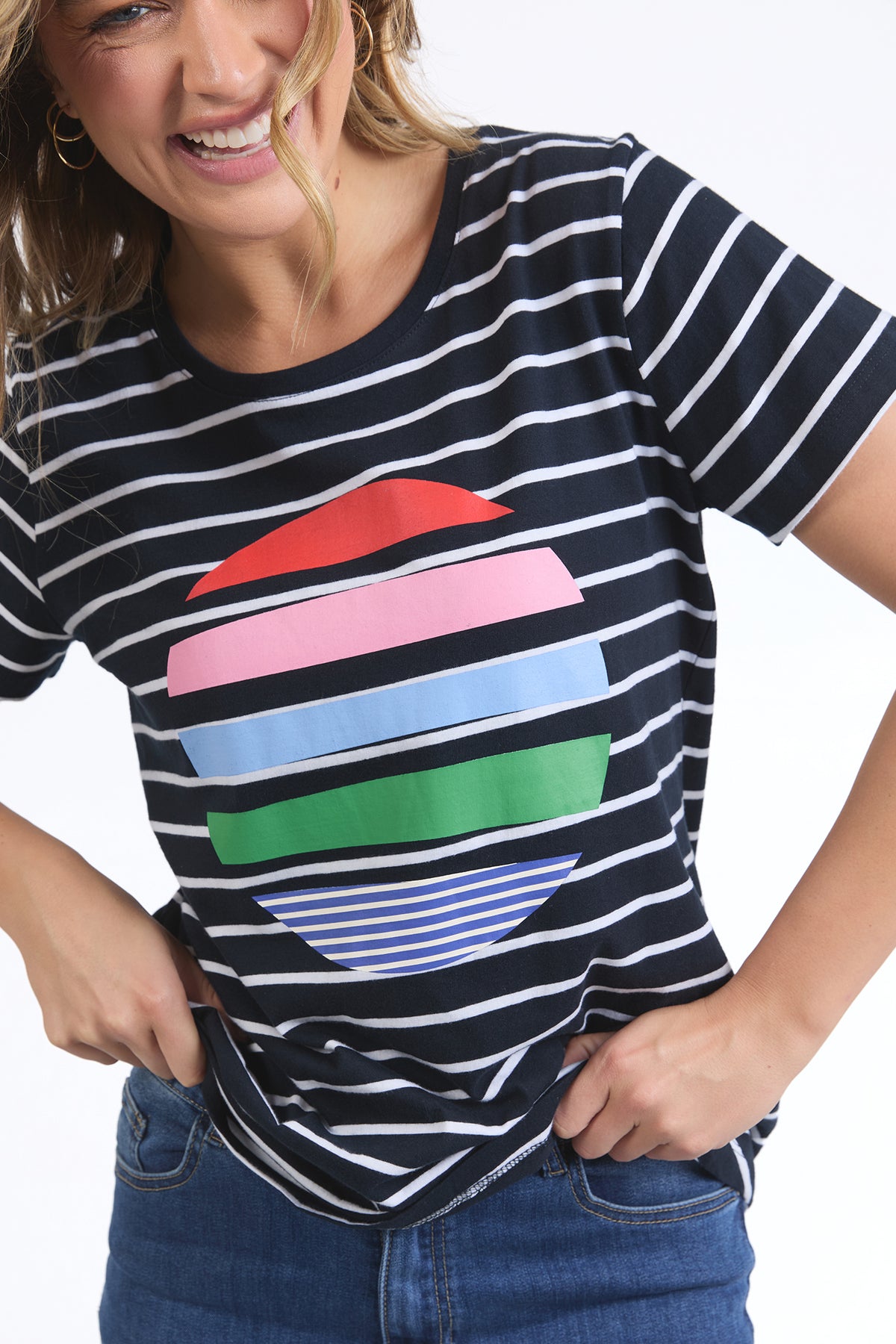 Stripe Horizon Tee Navy/ White Stripe