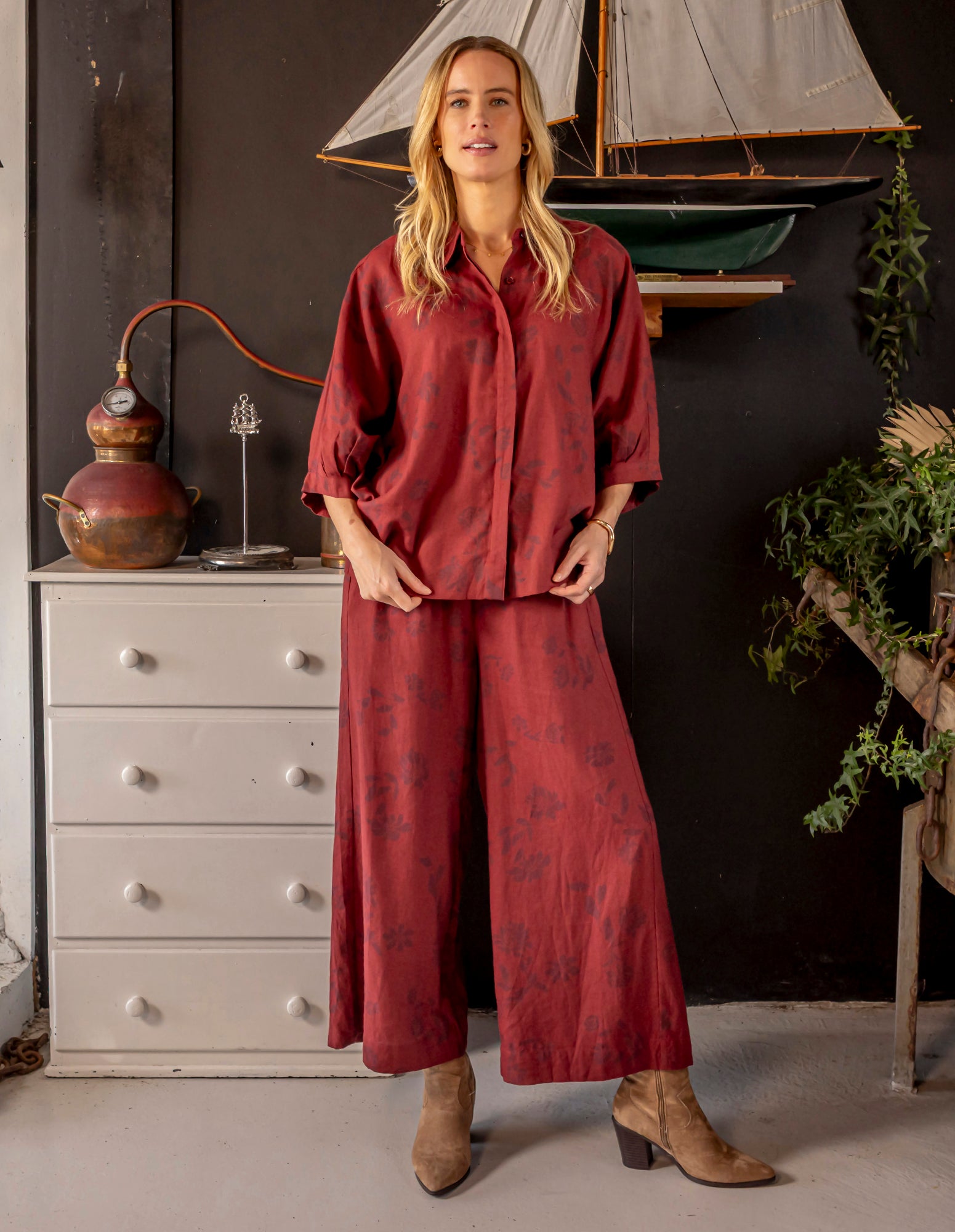 Bramble Wide Leg Pant Plum