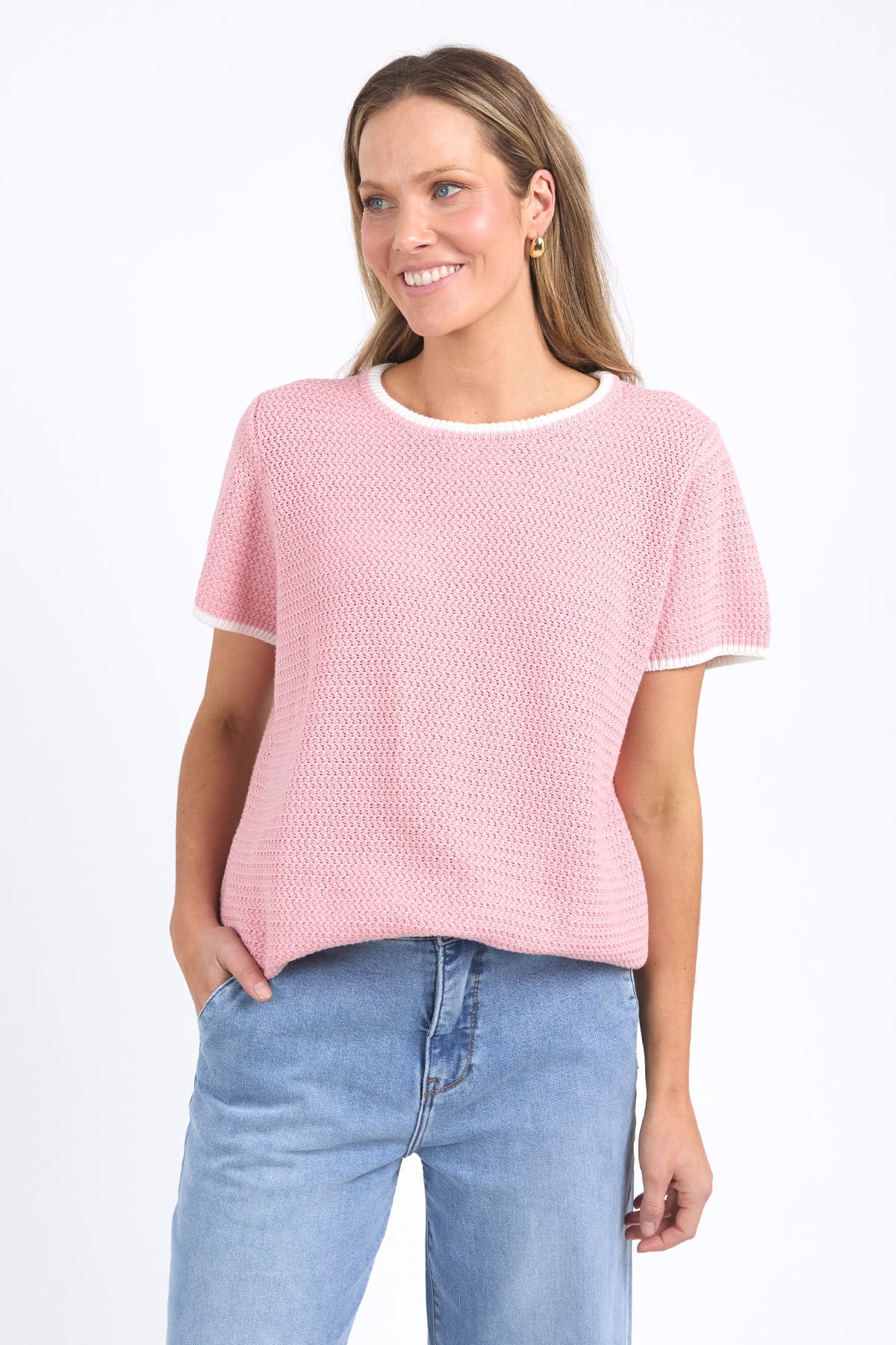 Camellia Short Sleeve Knit Pink Blush