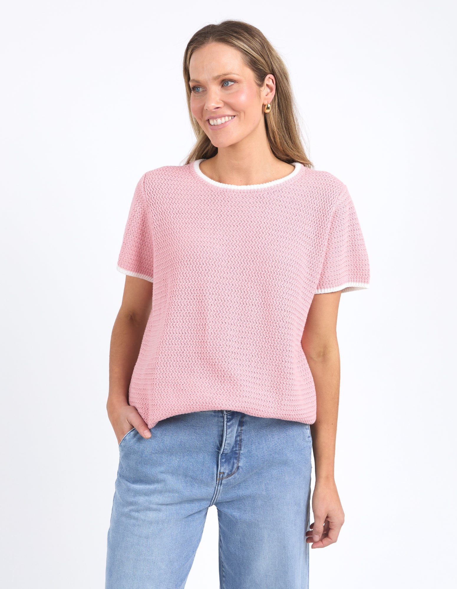 Camellia Short Sleeve Knit Pink Blush