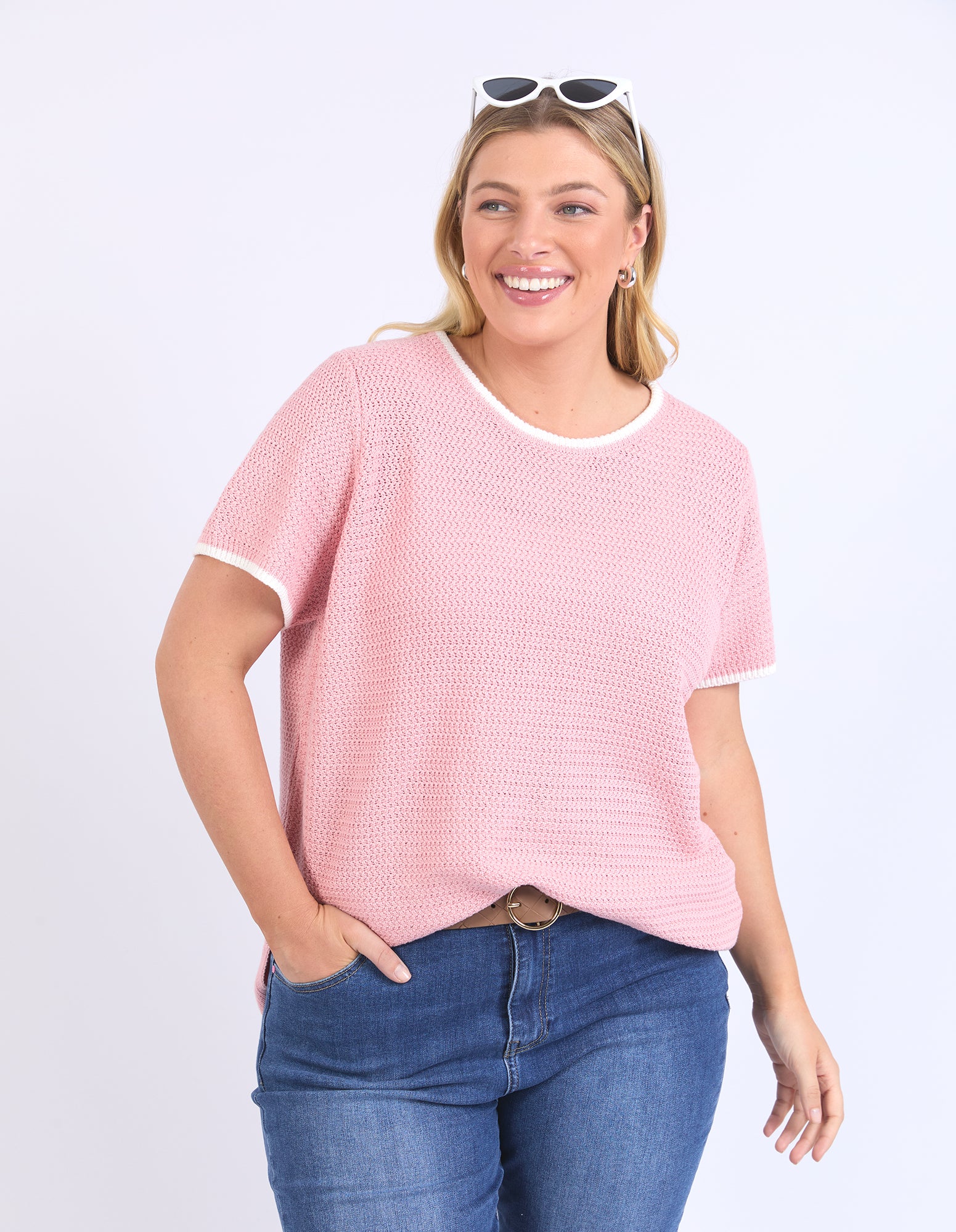 Camellia Short Sleeve Knit Pink Blush