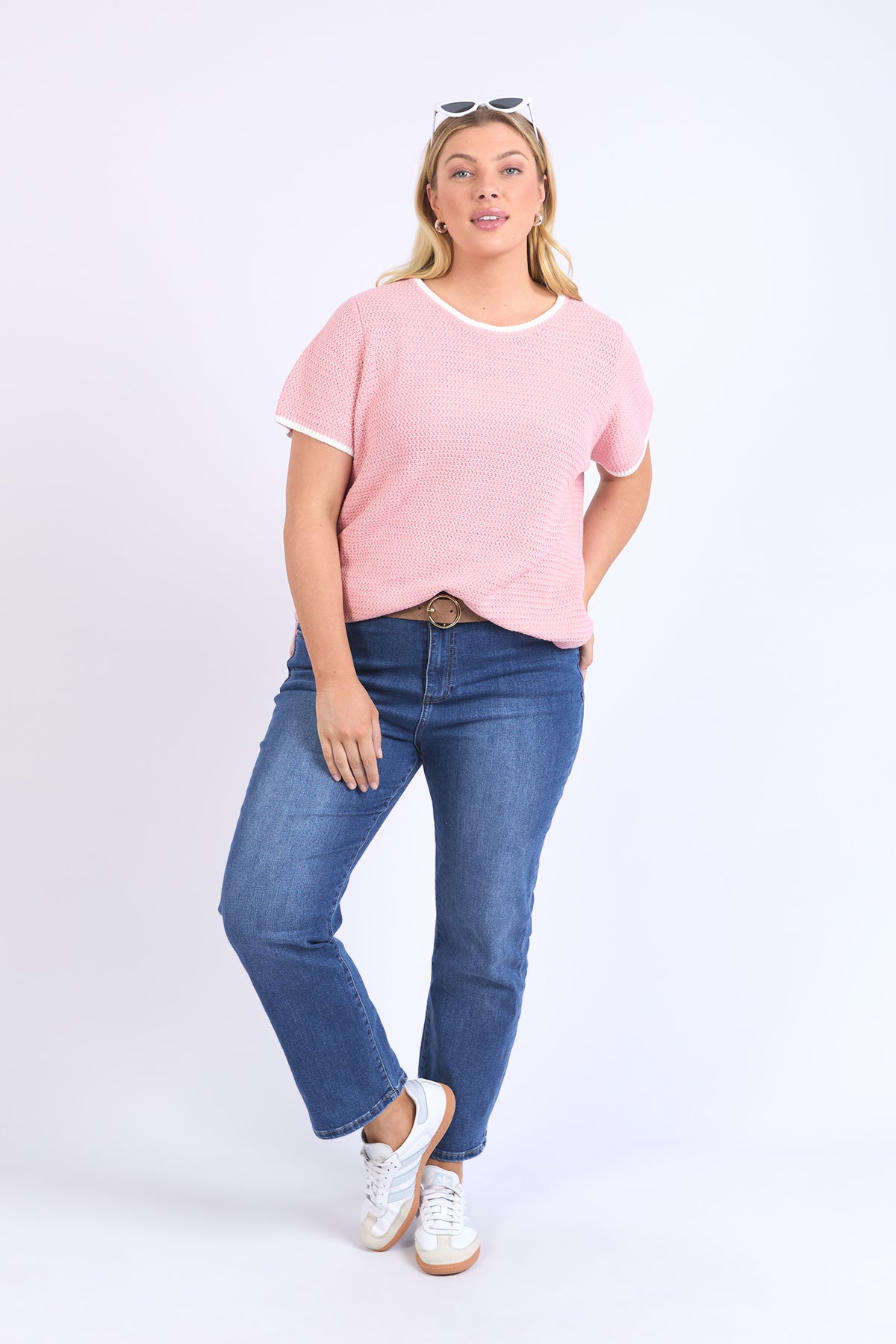 Camellia Short Sleeve Knit Pink Blush