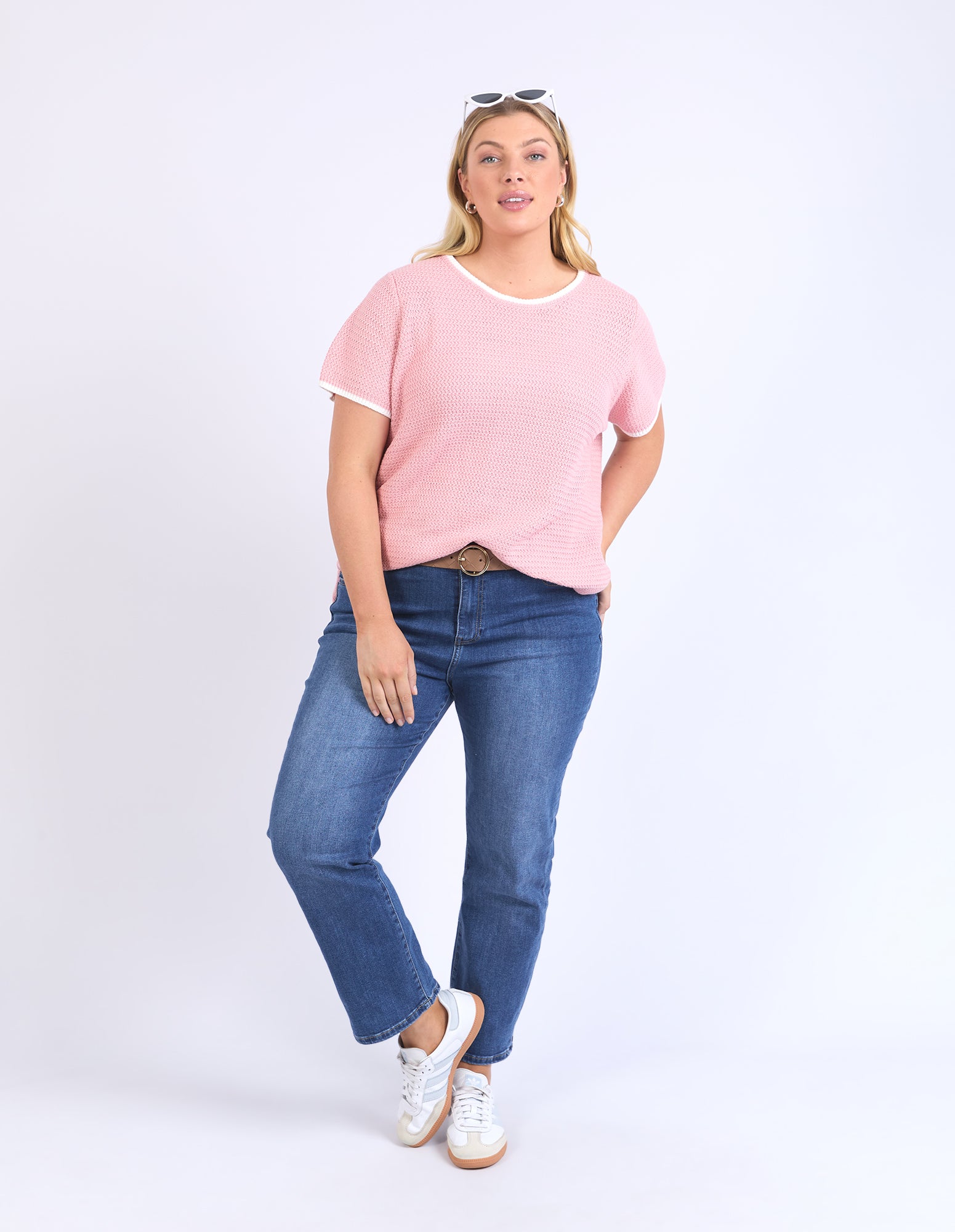 Camellia Short Sleeve Knit Pink Blush