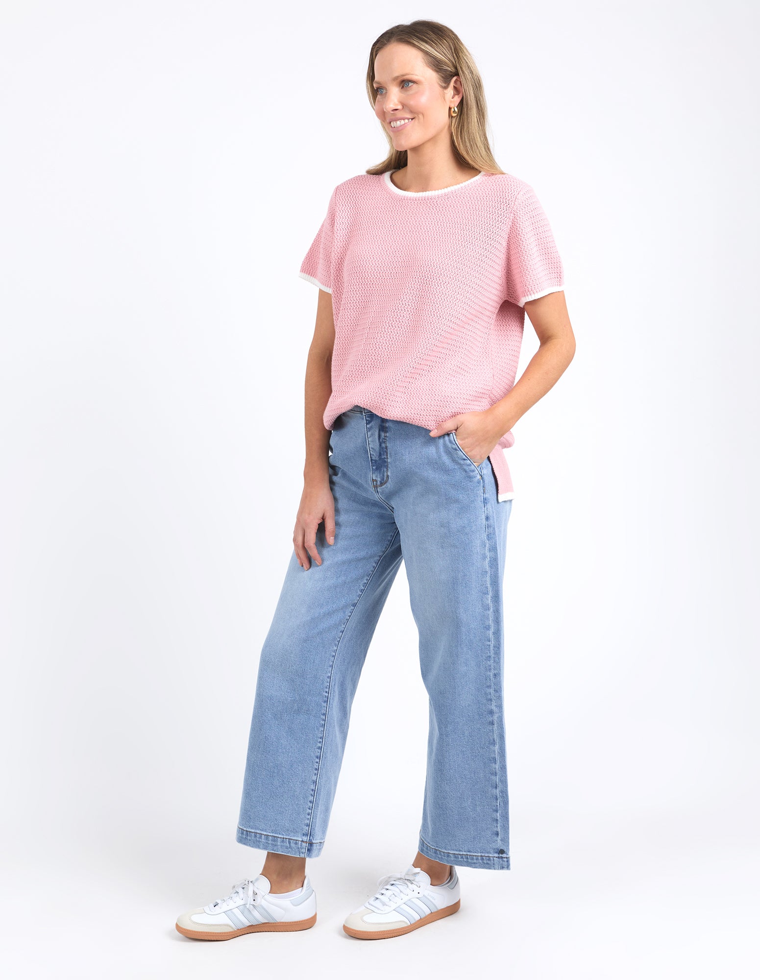 Camellia Short Sleeve Knit Pink Blush