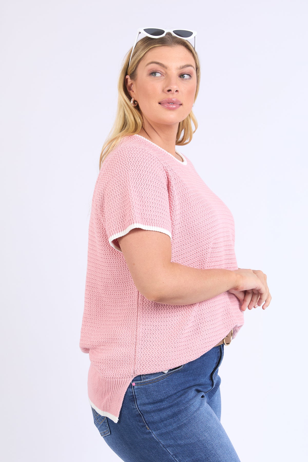 Camellia Short Sleeve Knit Pink Blush