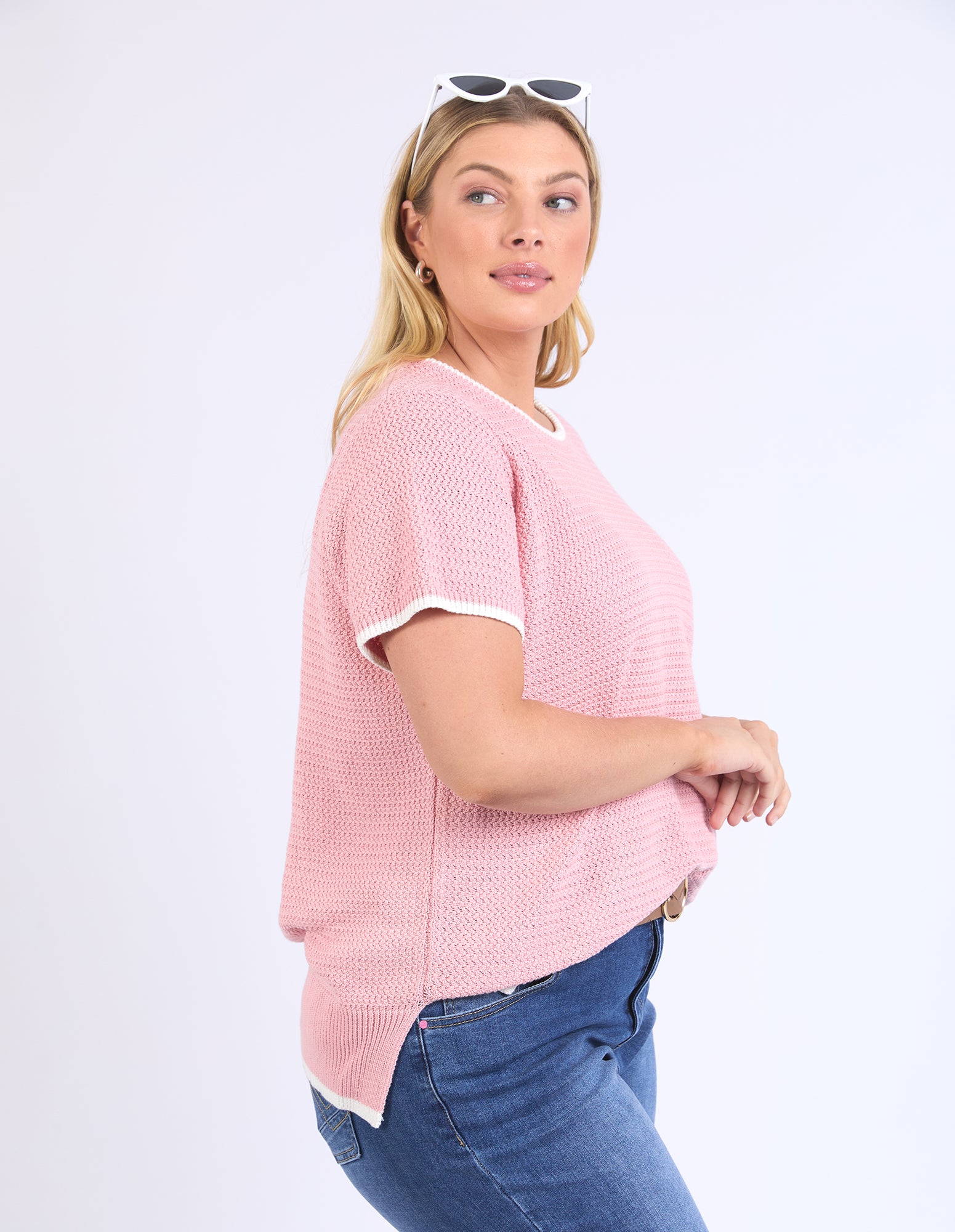 Camellia Short Sleeve Knit Pink Blush