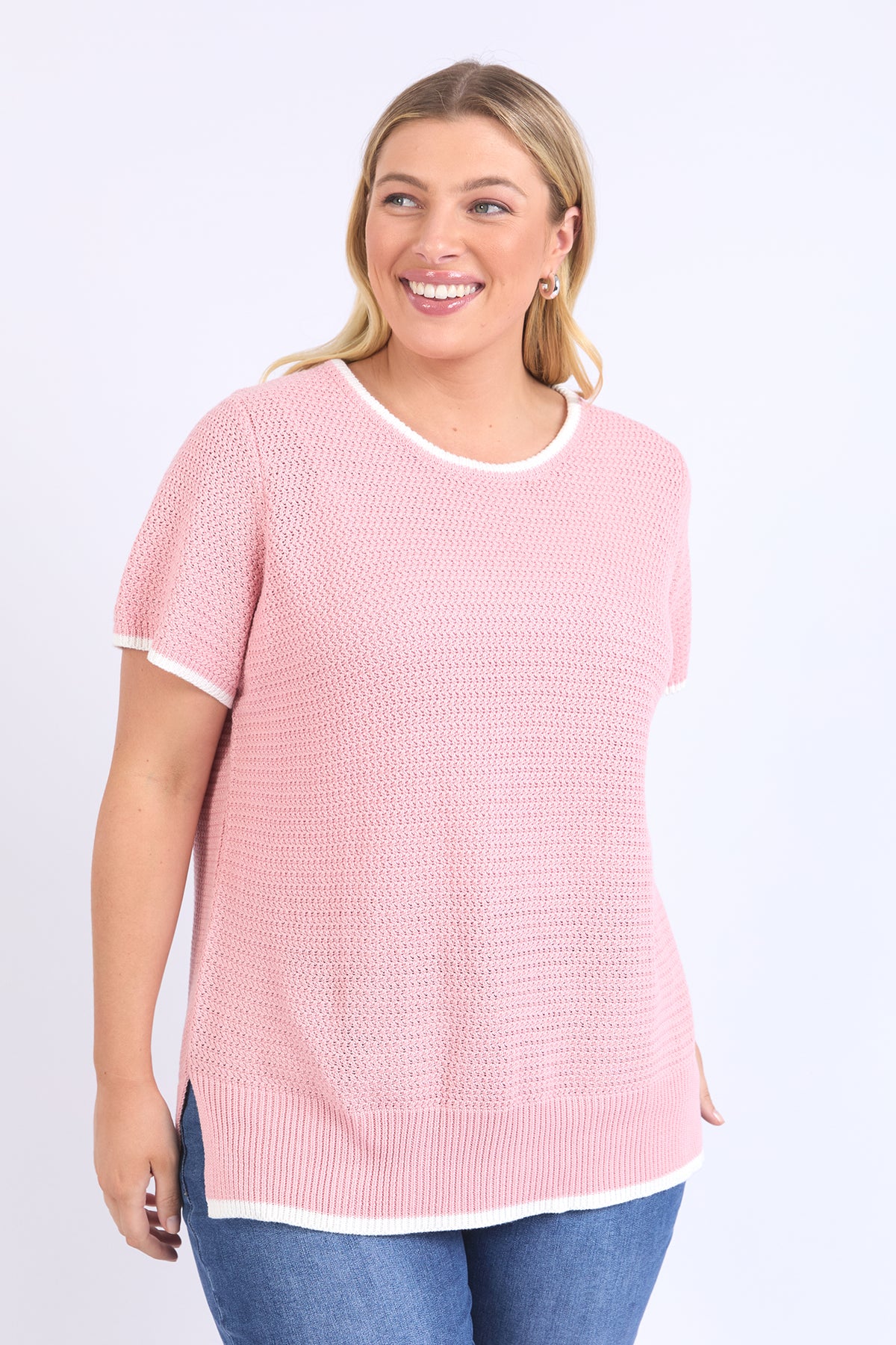 Camellia Short Sleeve Knit Pink Blush