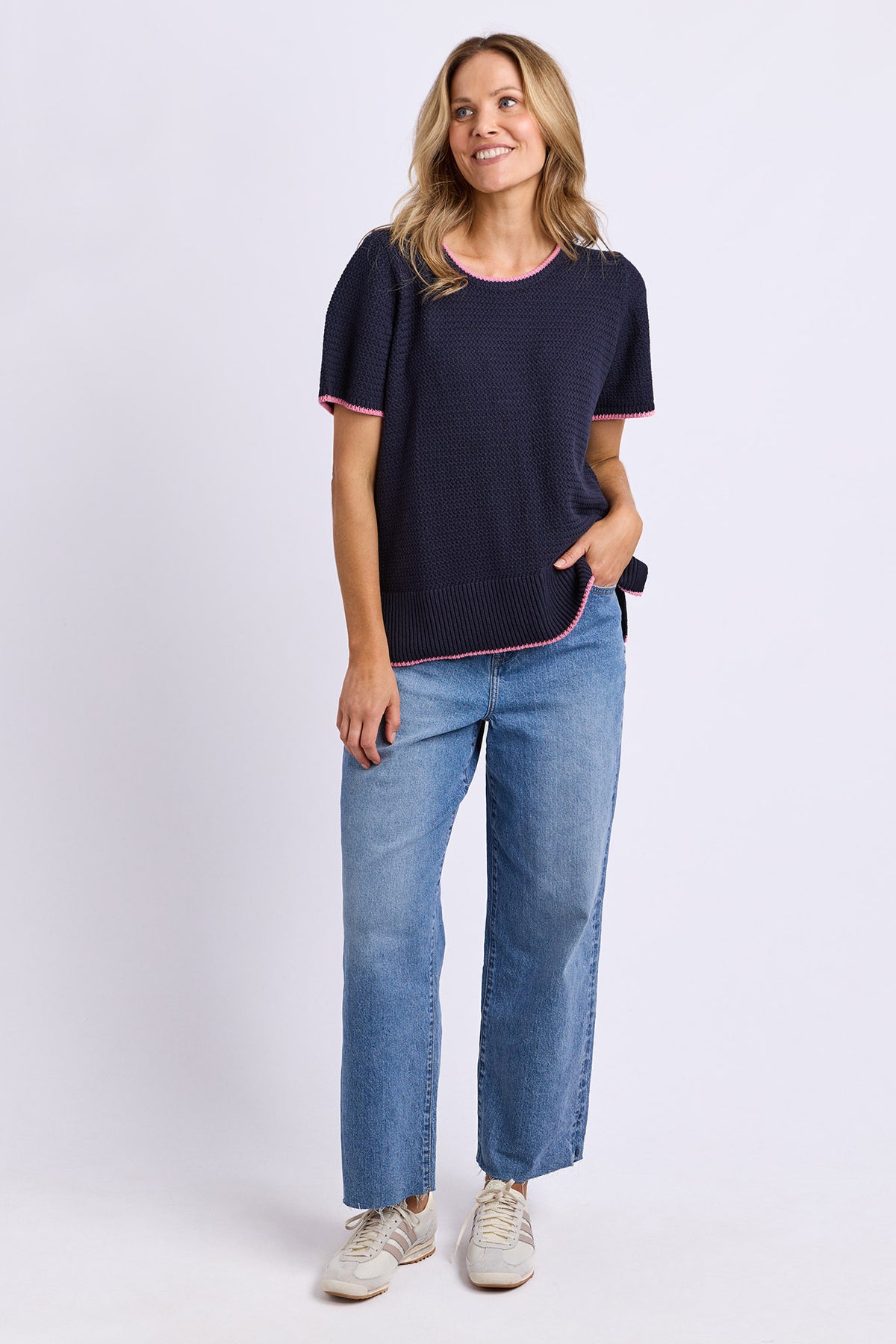 Camellia Short Sleeve Knit Navy