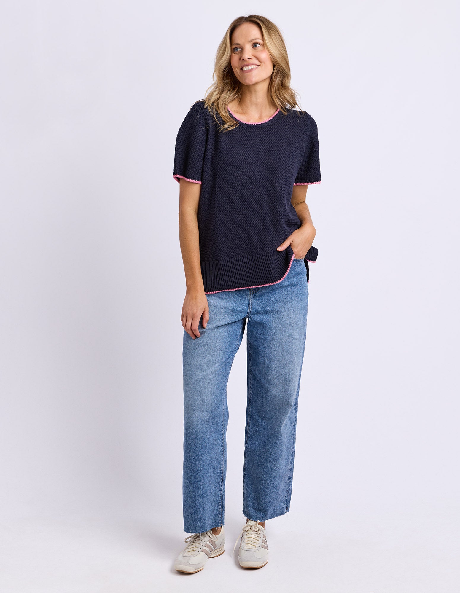 Camellia Short Sleeve Knit Navy