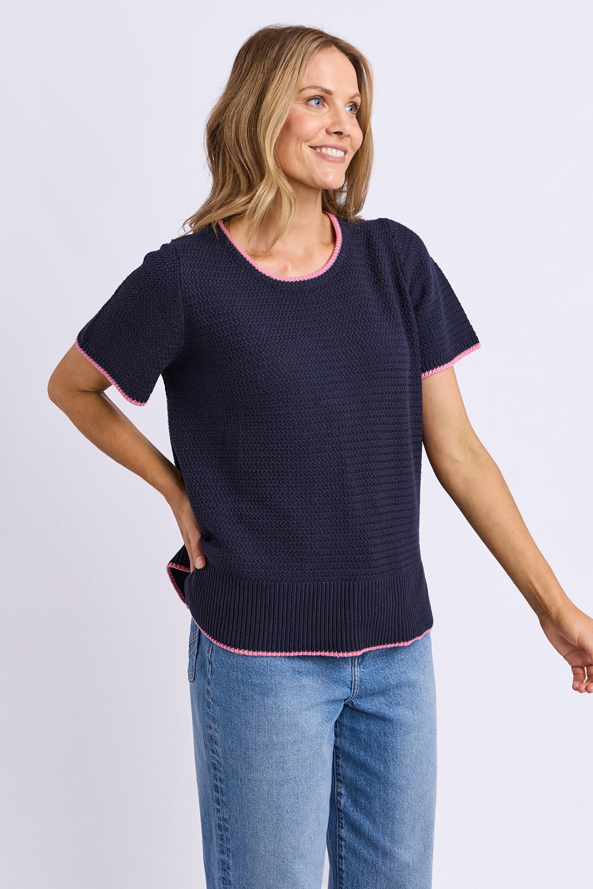 Camellia Short Sleeve Knit Navy