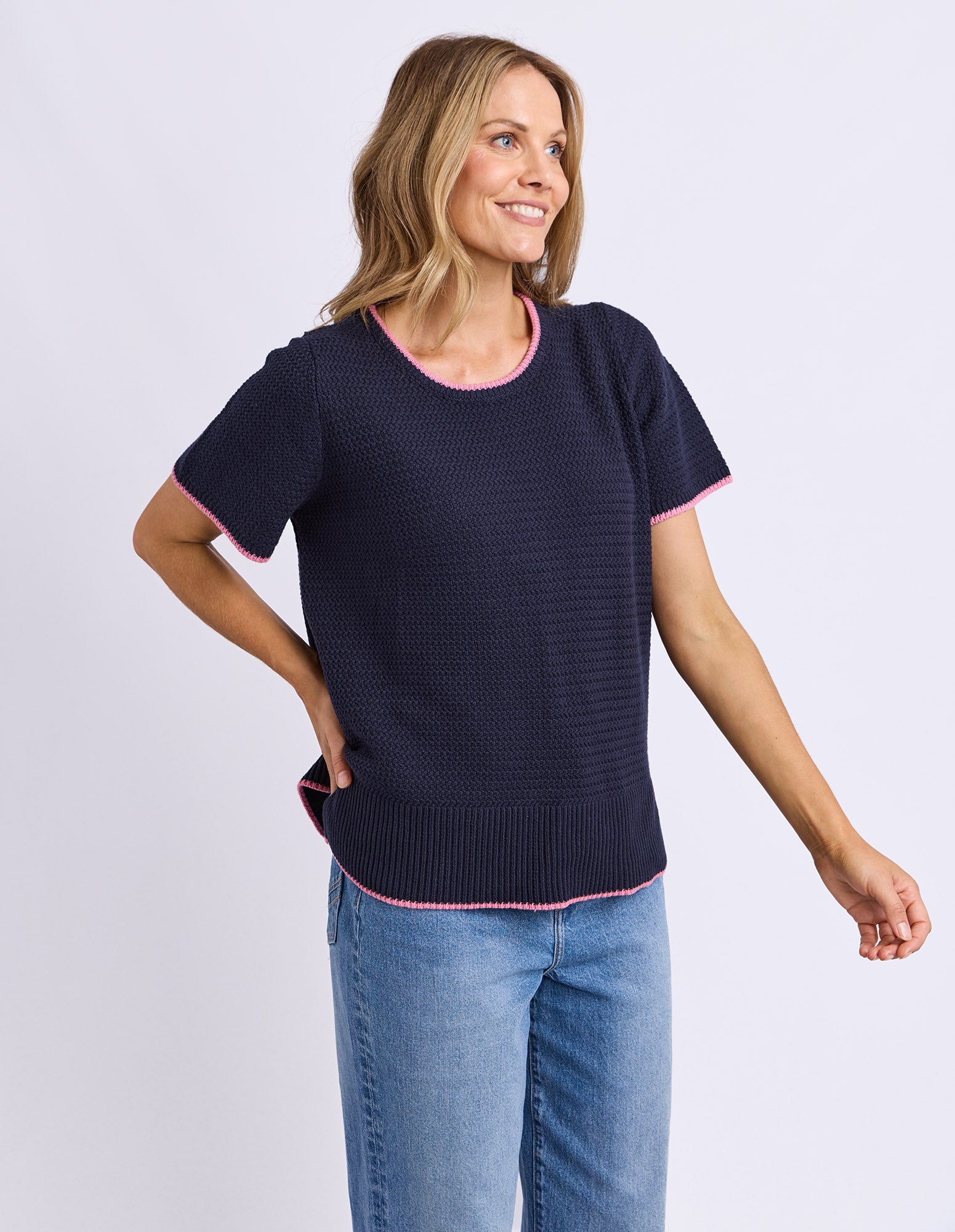 Camellia Short Sleeve Knit Navy