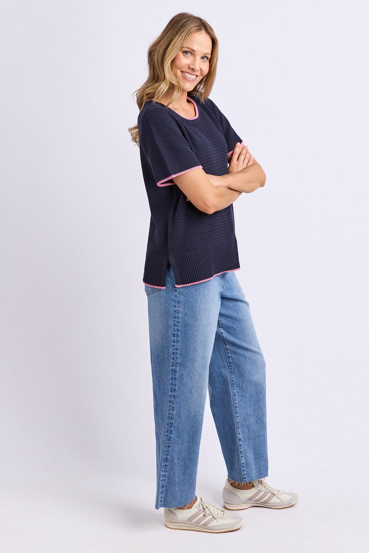 Camellia Short Sleeve Knit Navy