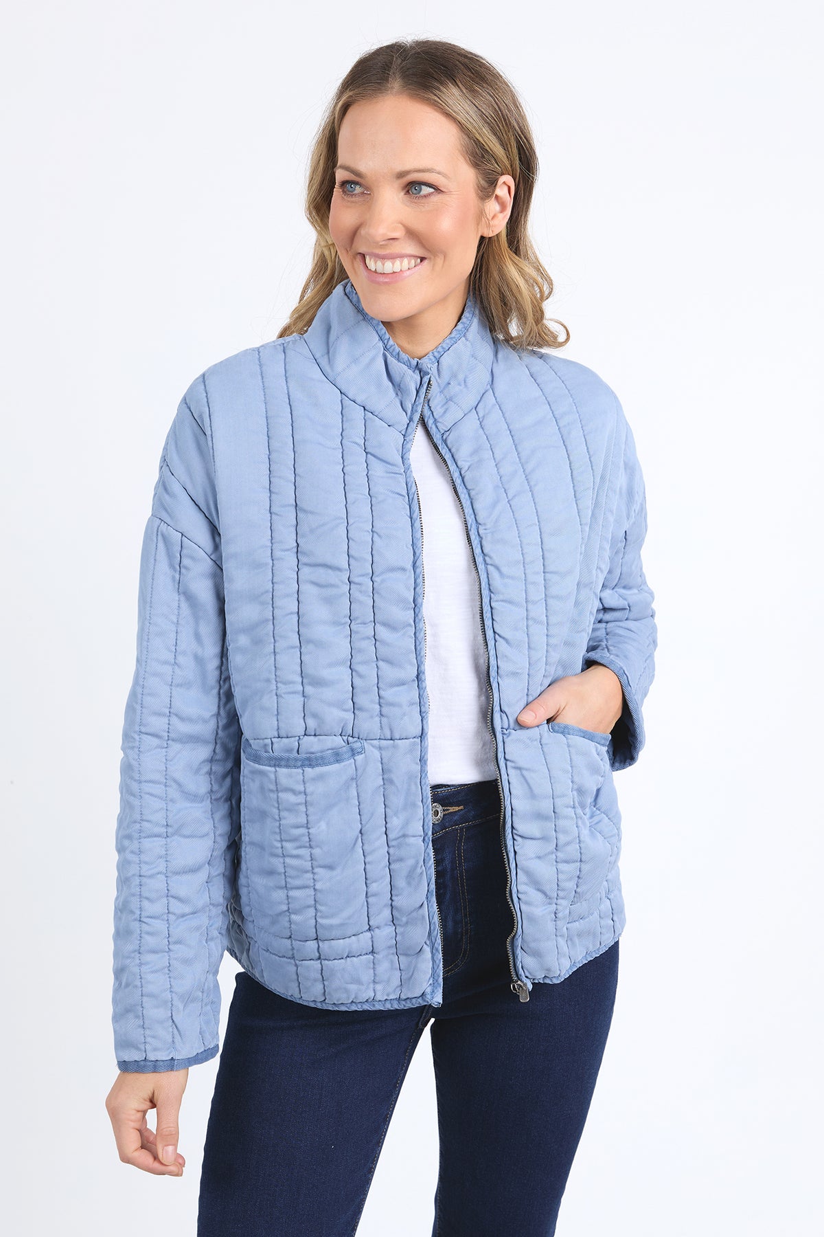 Sparrow Quilted Jacket Steel Blue