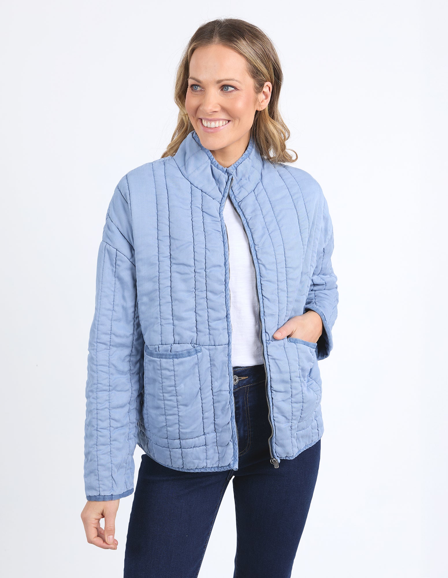 Sparrow Quilted Jacket Steel Blue