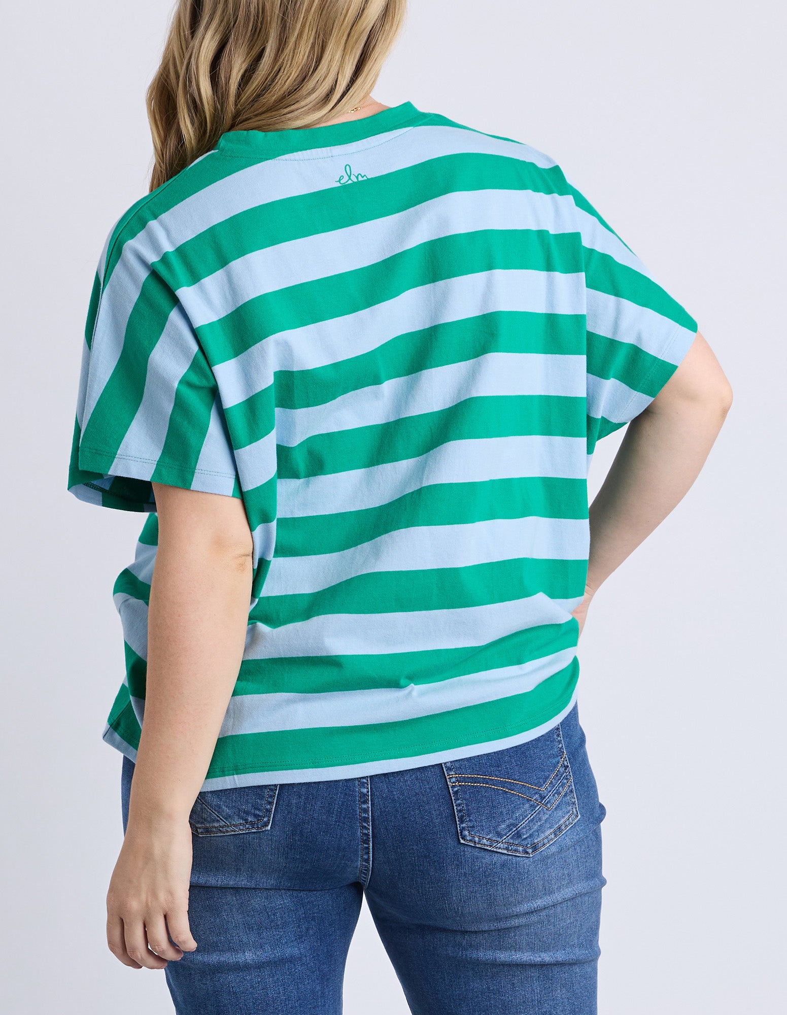 Poet Tee Green & Blue Stripe