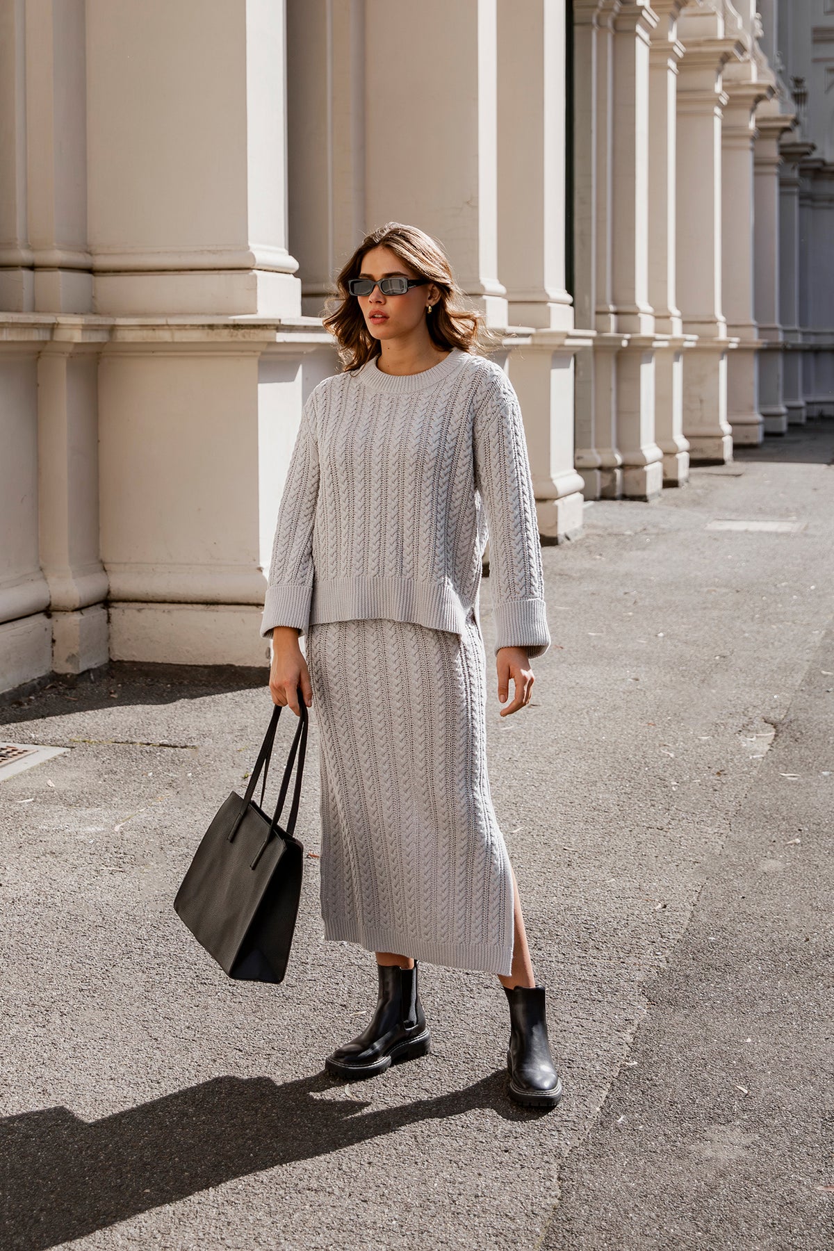 Remi Knit Skirt Grey Marle