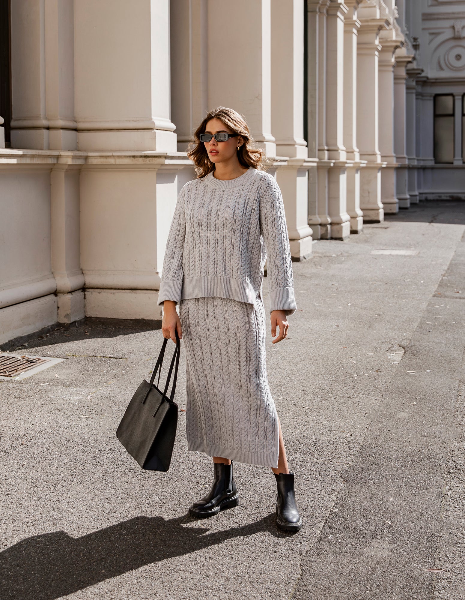 Remi Knit Skirt Grey Marle