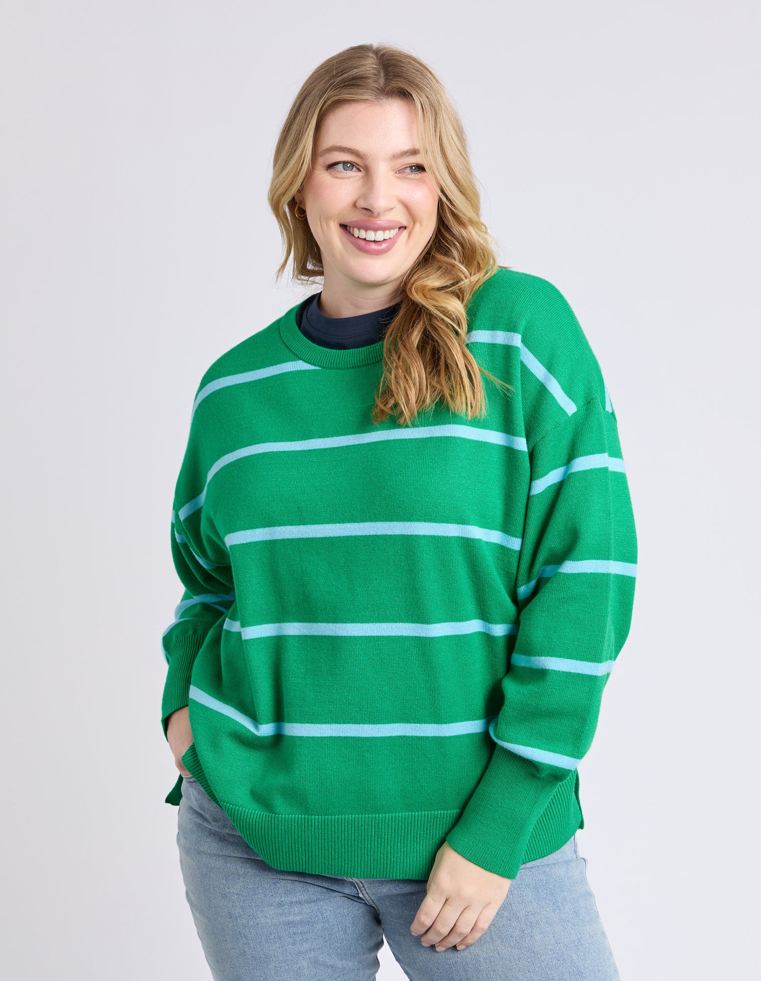 Charli Stripe Knit Pine Green