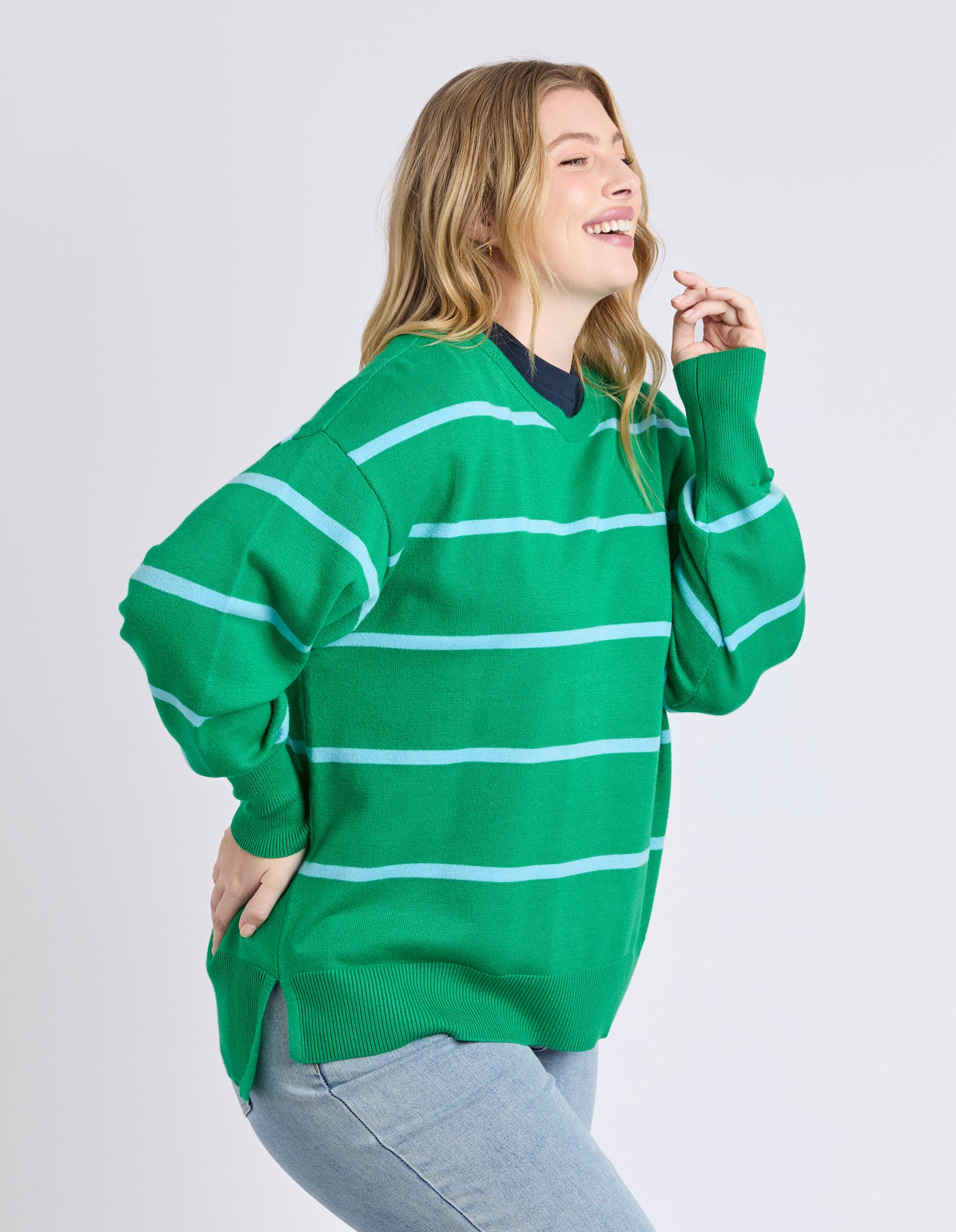 Charli Stripe Knit Pine Green