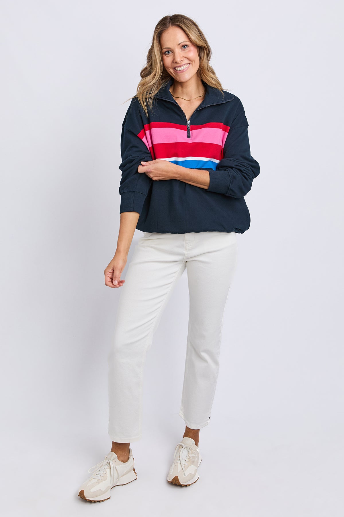 Real Love 1/4 Zip Stripe/Navy Body