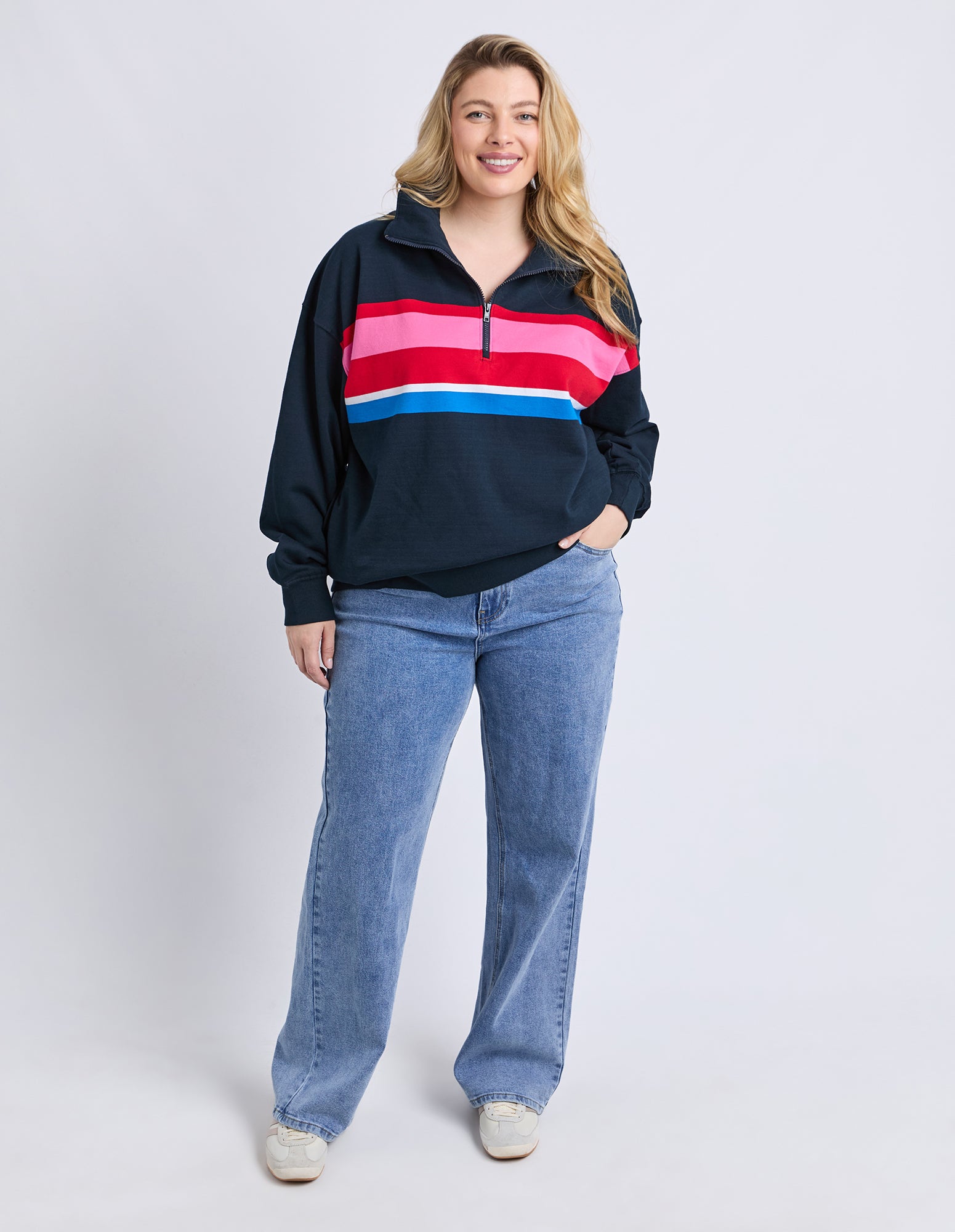 Real Love 1/4 Zip Stripe/Navy Body