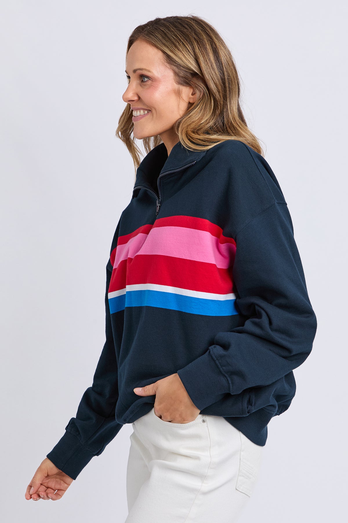 Real Love 1/4 Zip Stripe/Navy Body