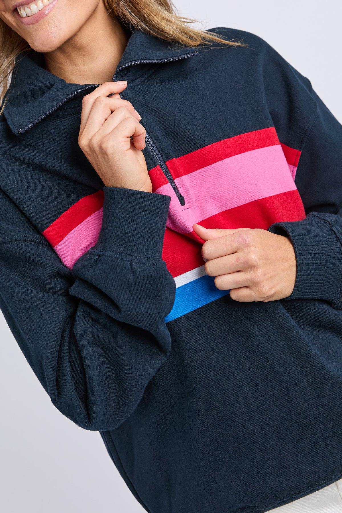 Real Love 1/4 Zip Stripe/Navy Body