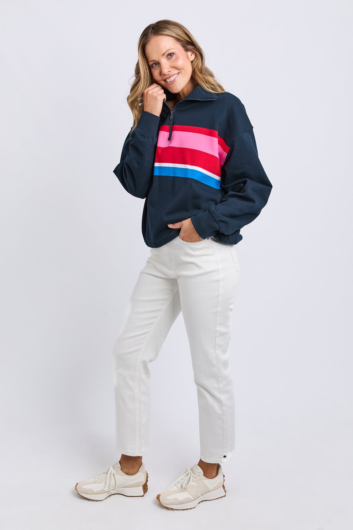 Real Love 1/4 Zip Stripe/Navy Body