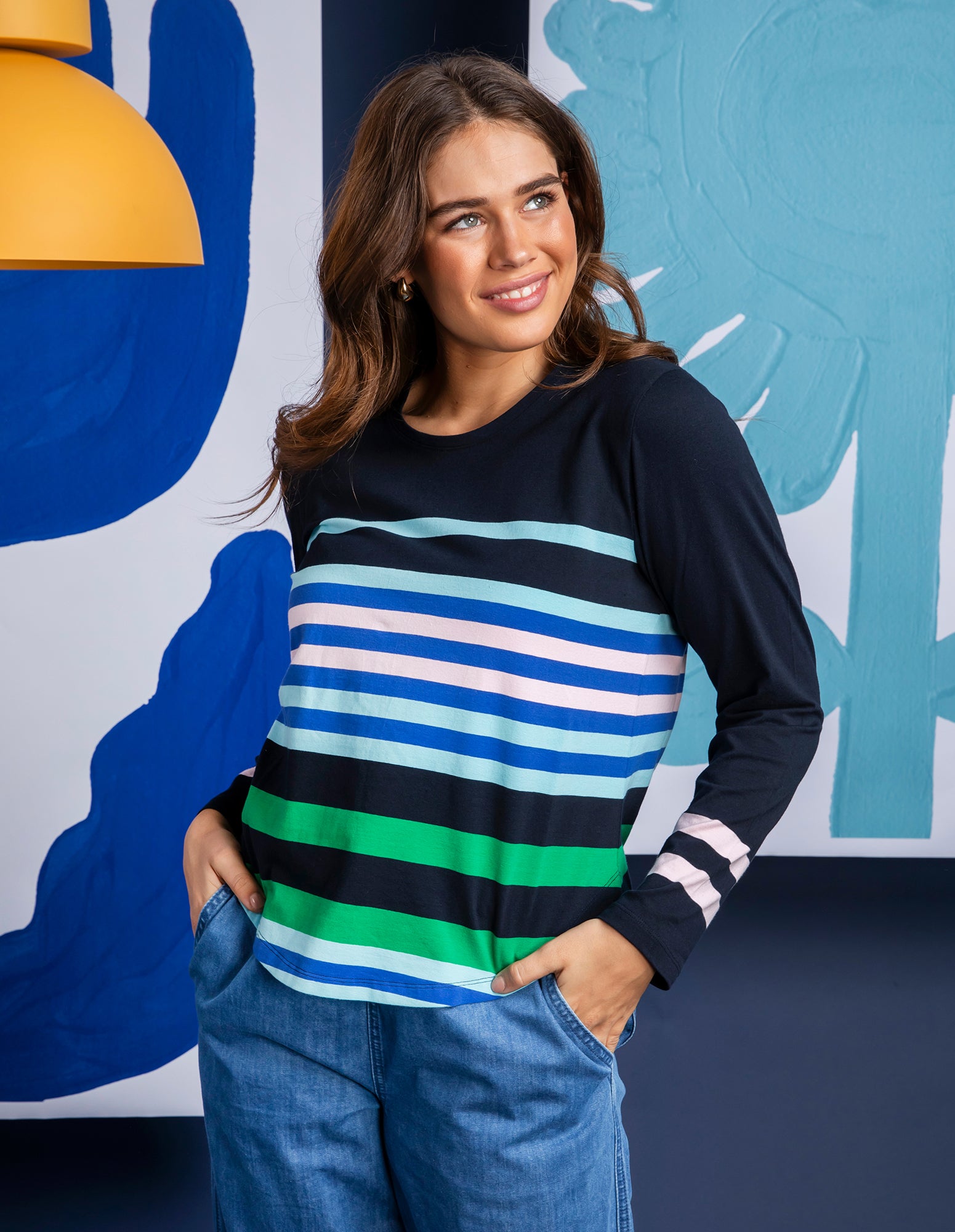 Medley Stripe Long Sleeve Navy