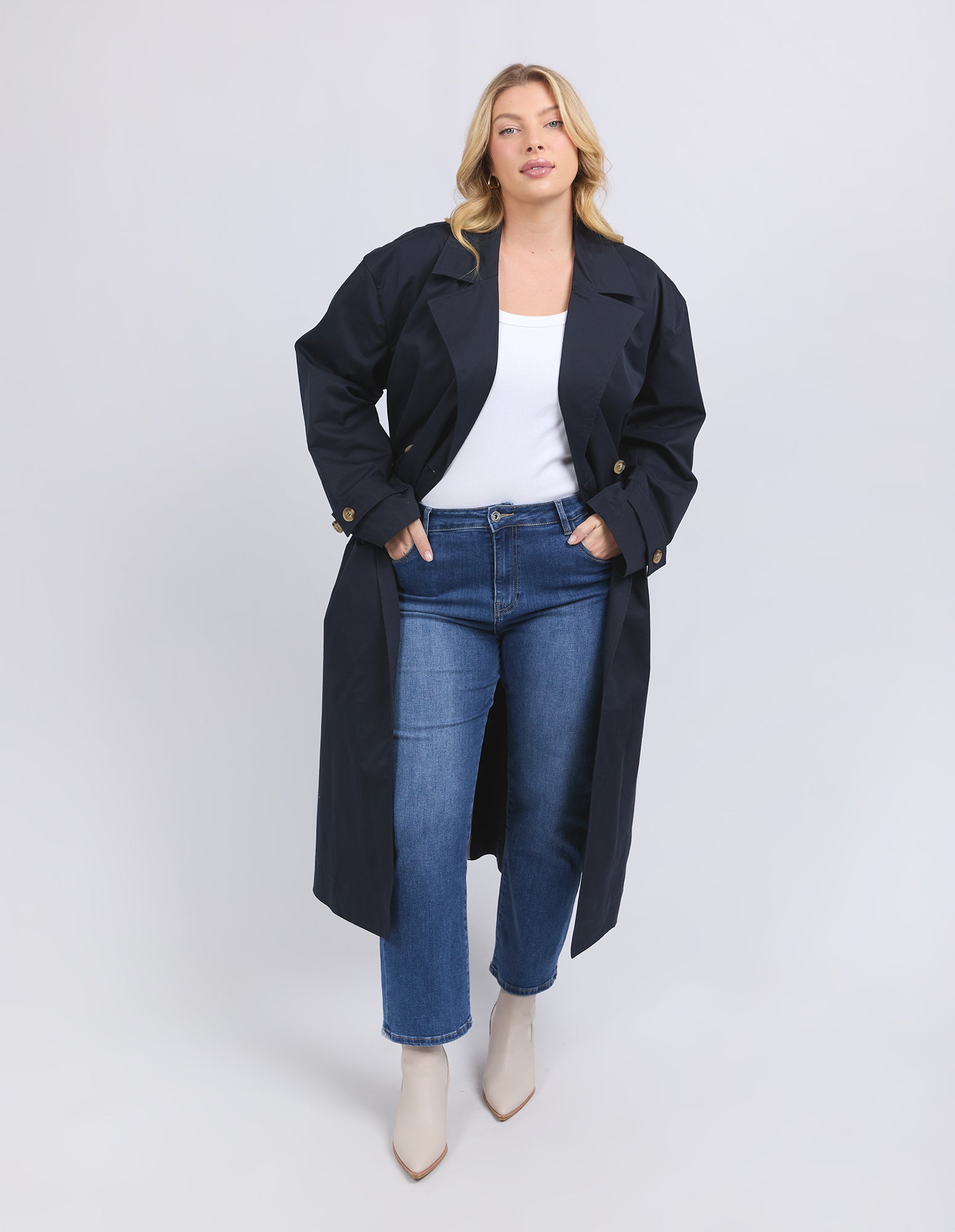 Ella Trench Coat Navy