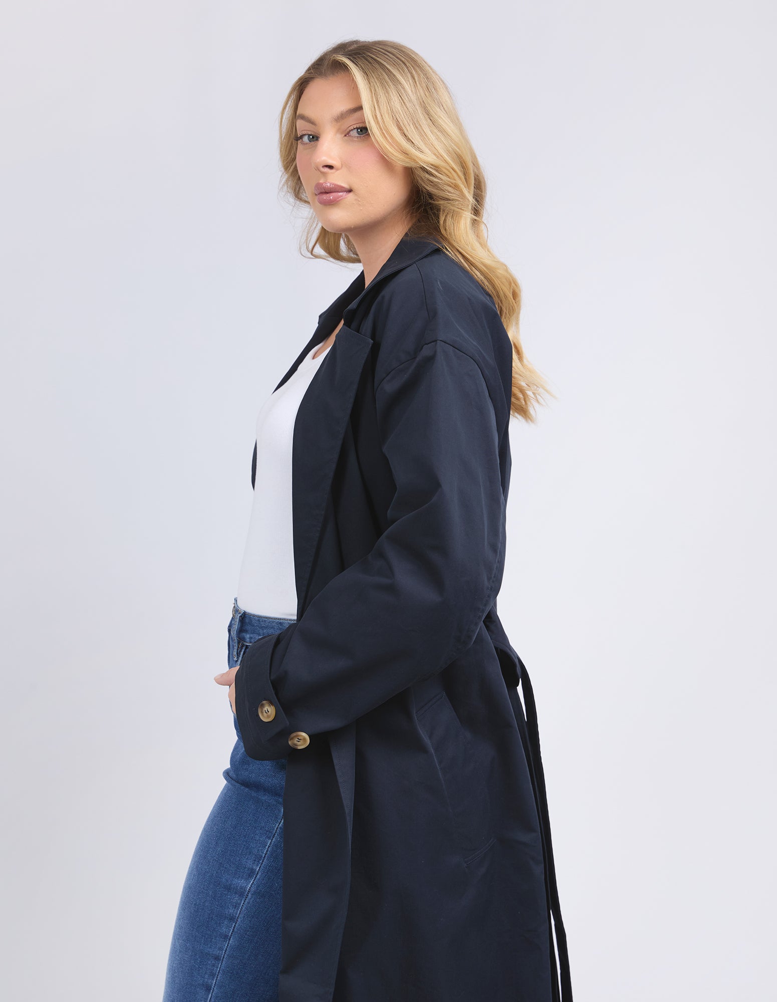 Ella Trench Coat Navy
