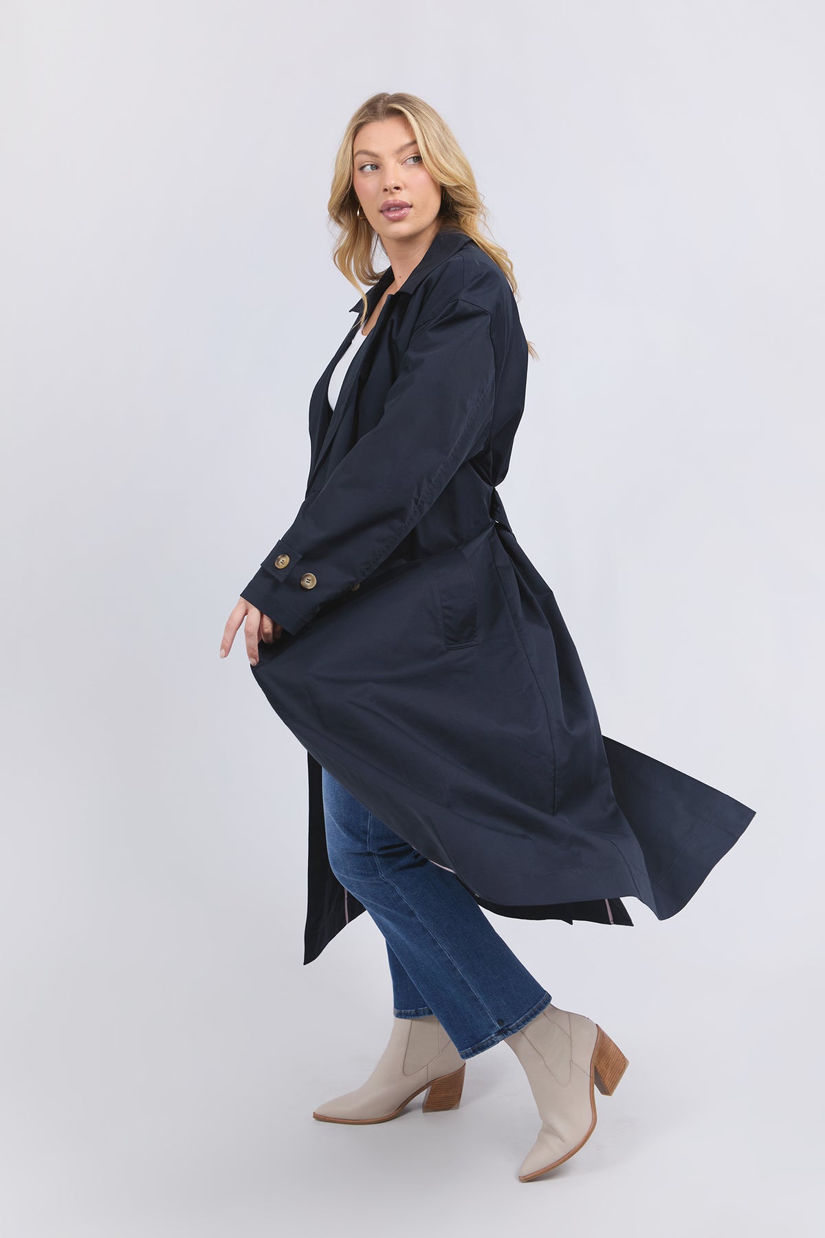 Ella Trench Coat Navy