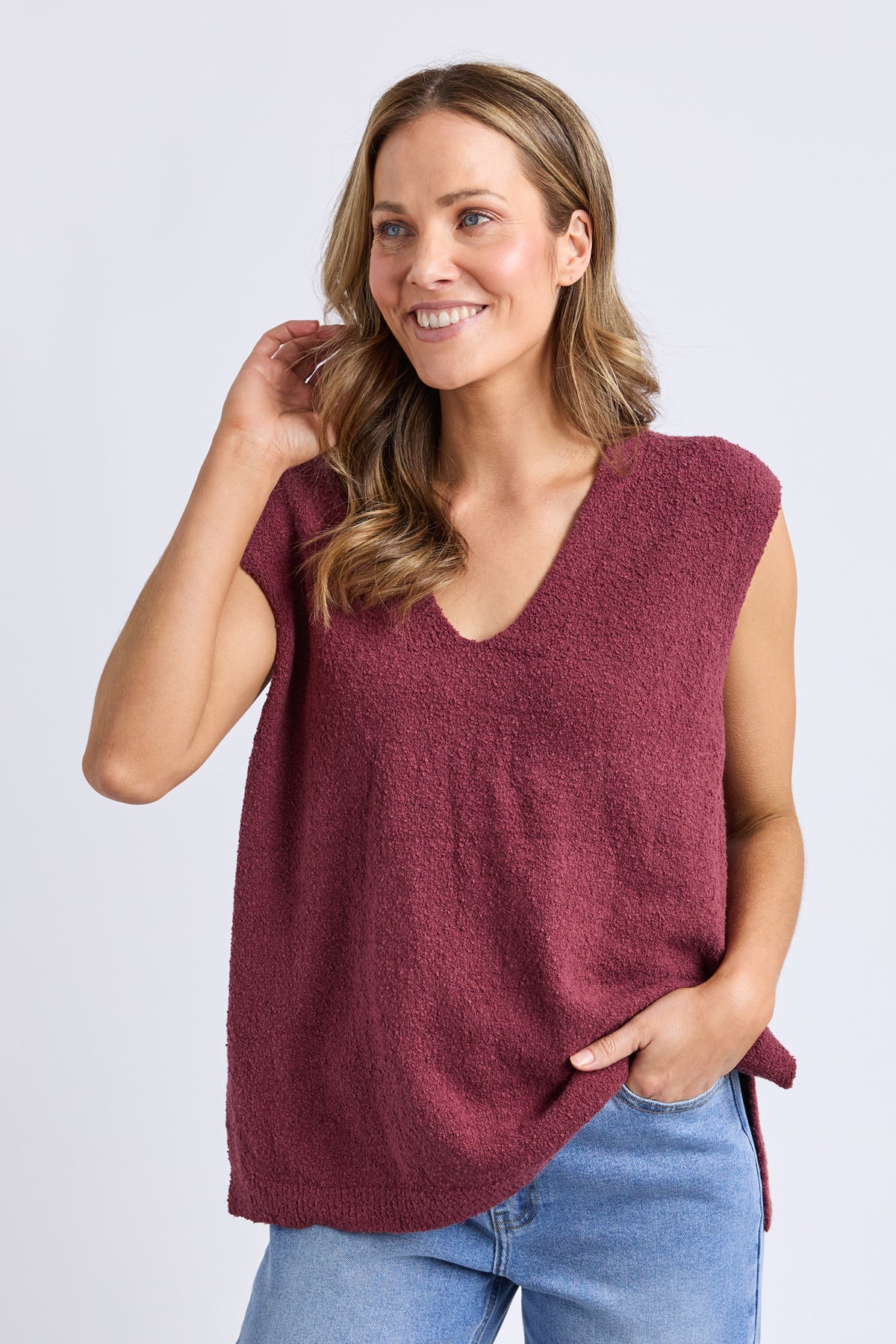 Bowie Knit Vest Plum