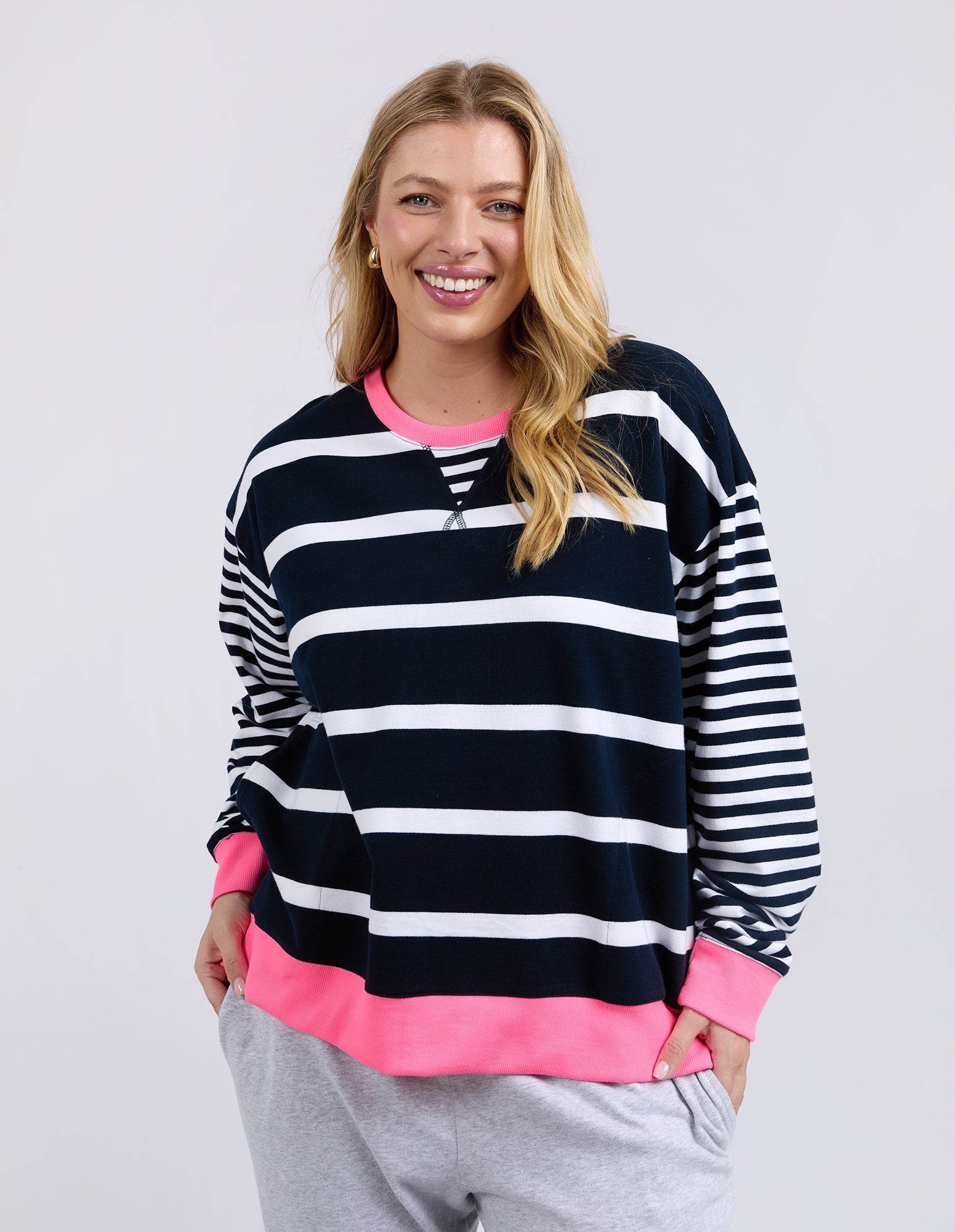 All Sorts Crew Navy & White Stripe