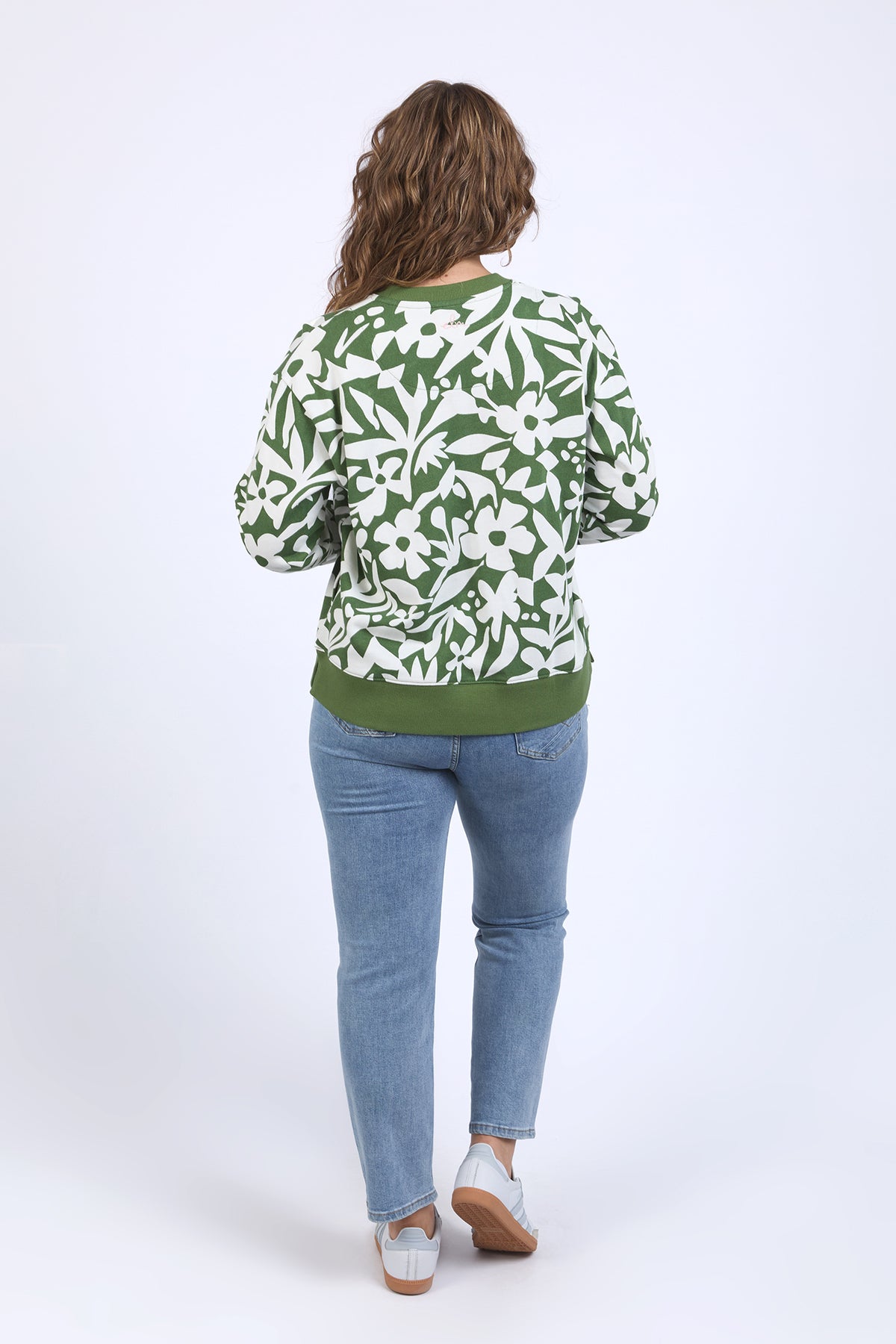 Stencil Floral Crew Cedar Green