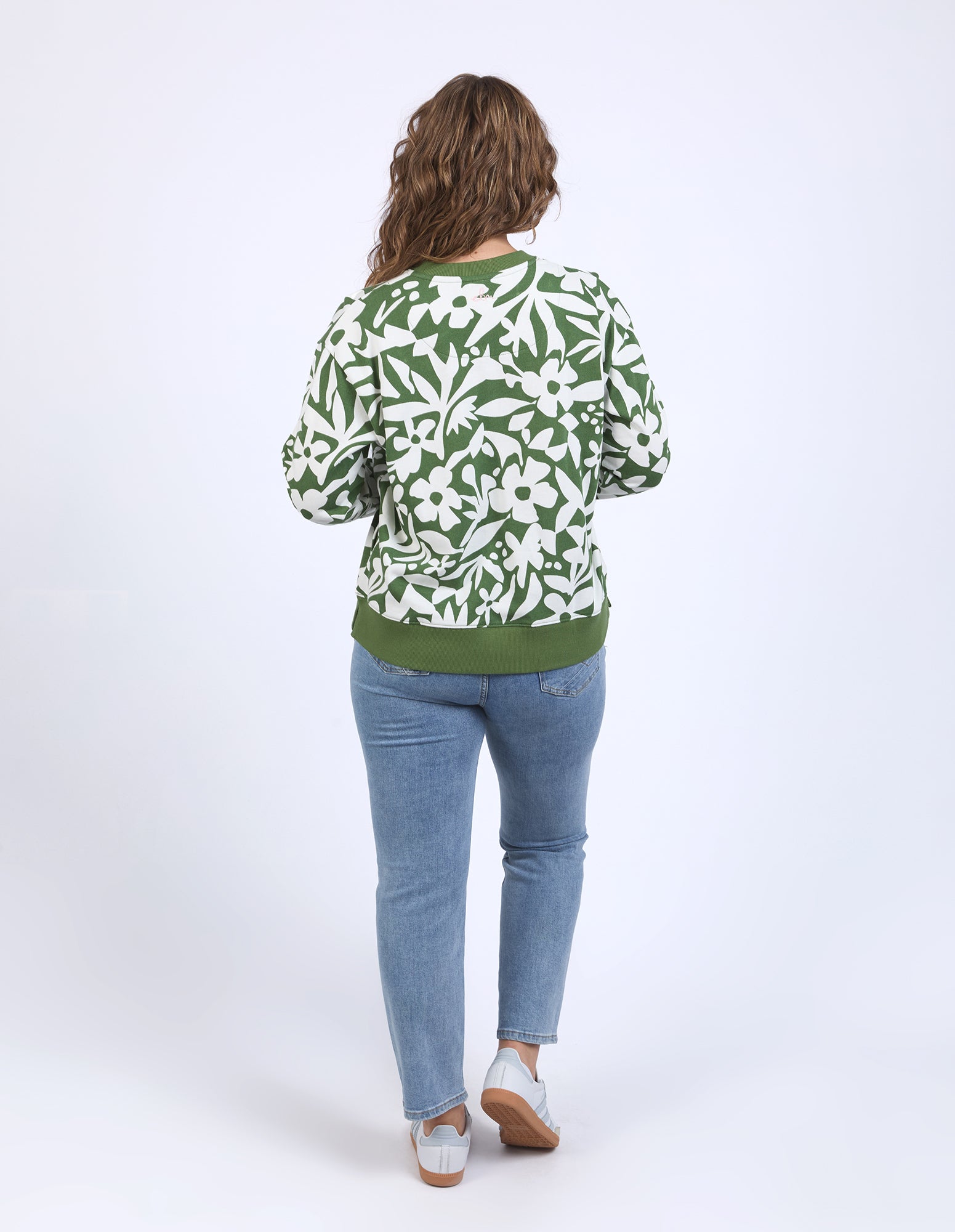 Stencil Floral Crew Cedar Green