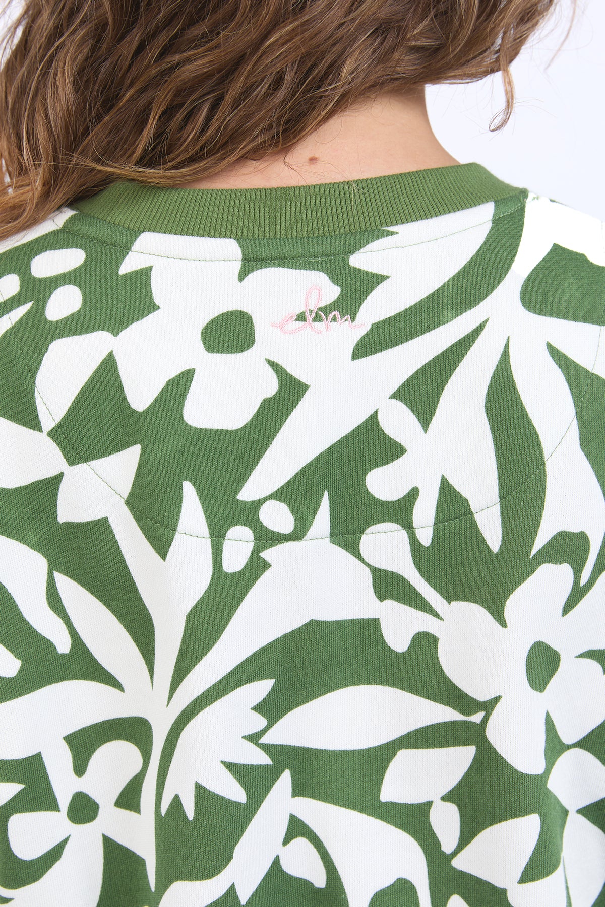 Stencil Floral Crew Cedar Green
