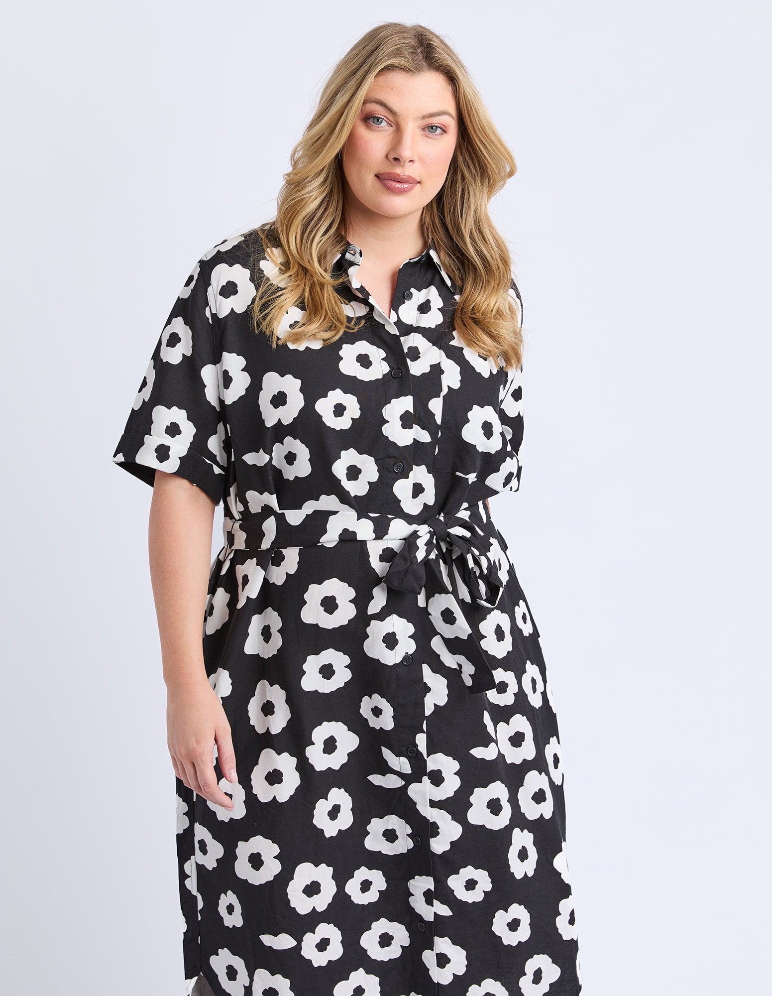 Azalea Shirt Dress Navy Print
