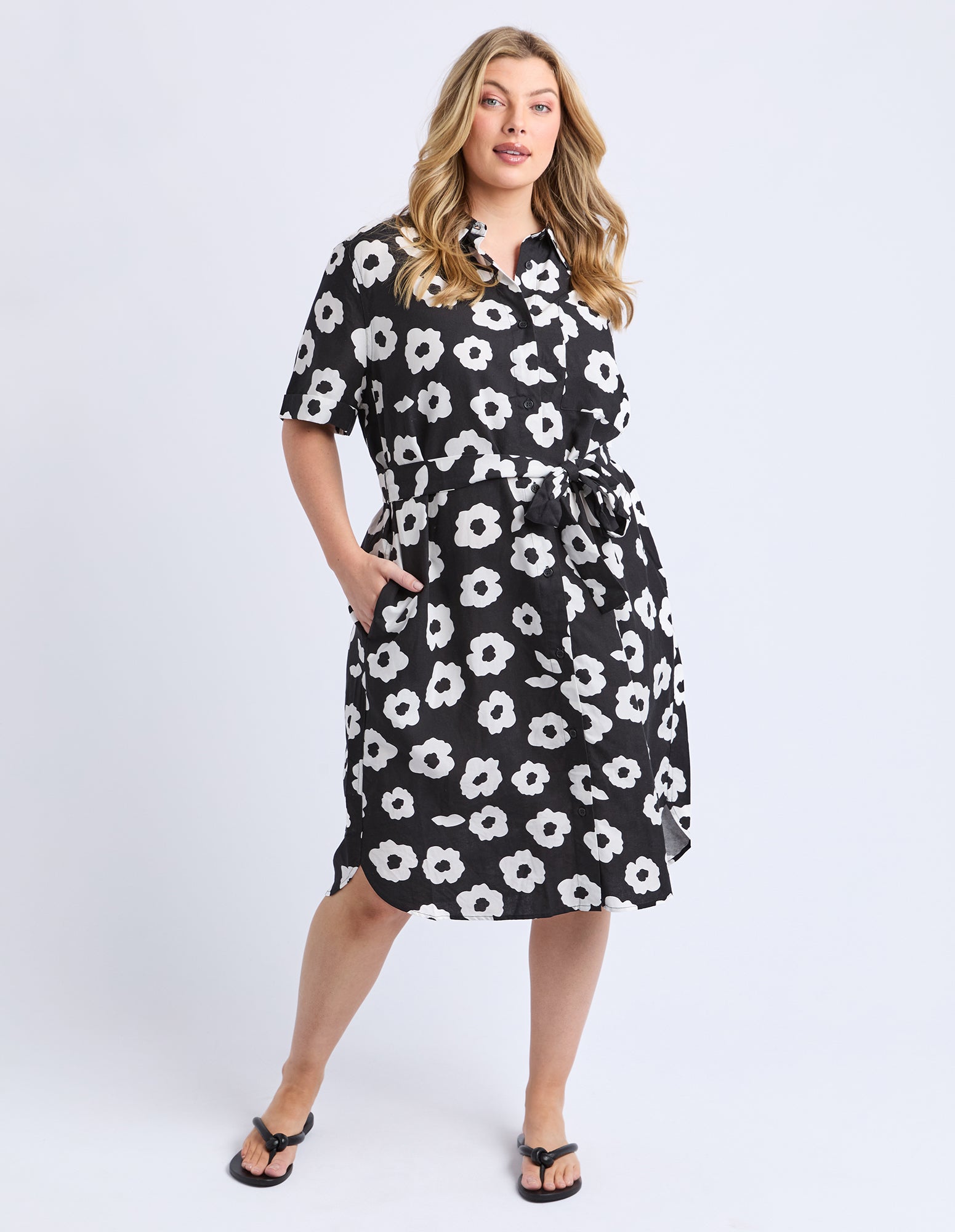 Azalea Shirt Dress Navy Print