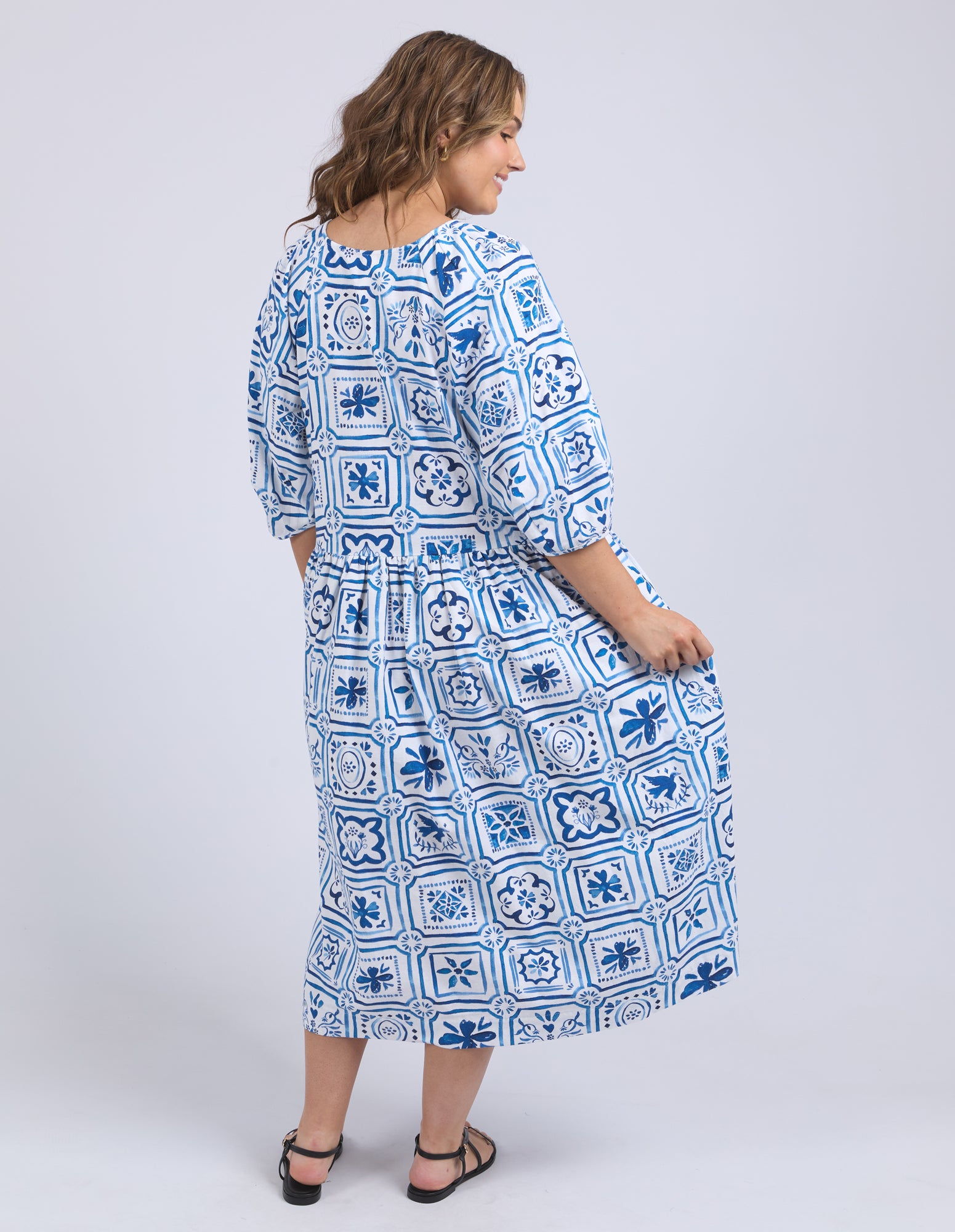 Dolce Tile Midi Dress Ocean Tile Print