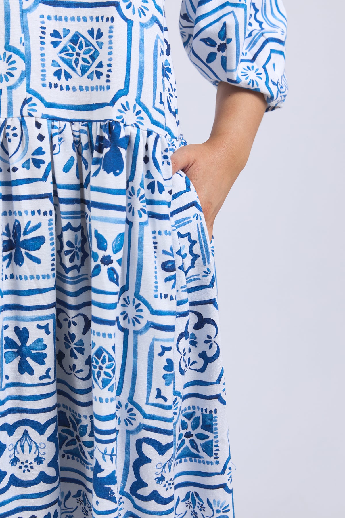 Dolce Tile Midi Dress Ocean Tile Print
