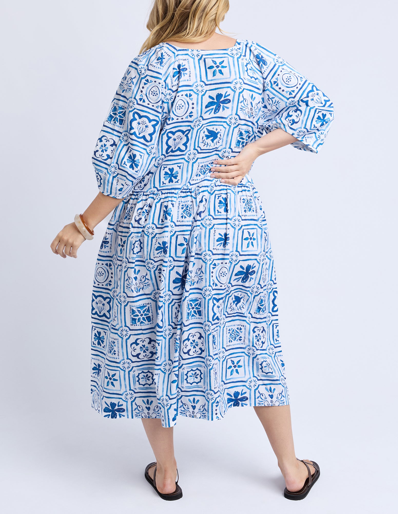 Dolce Tile Midi Dress Ocean Tile Print