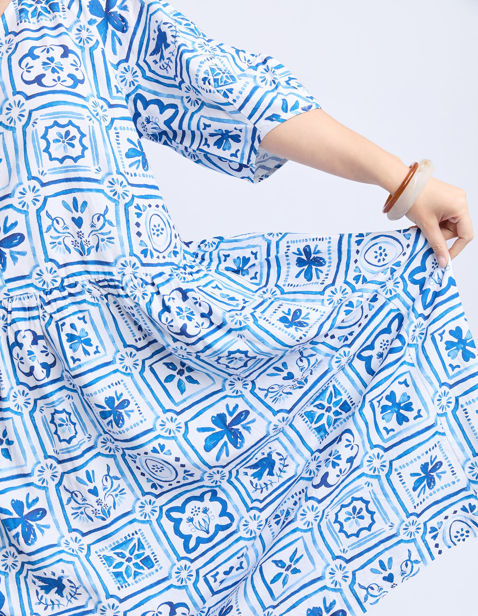 Dolce Tile Midi Dress Ocean Tile Print